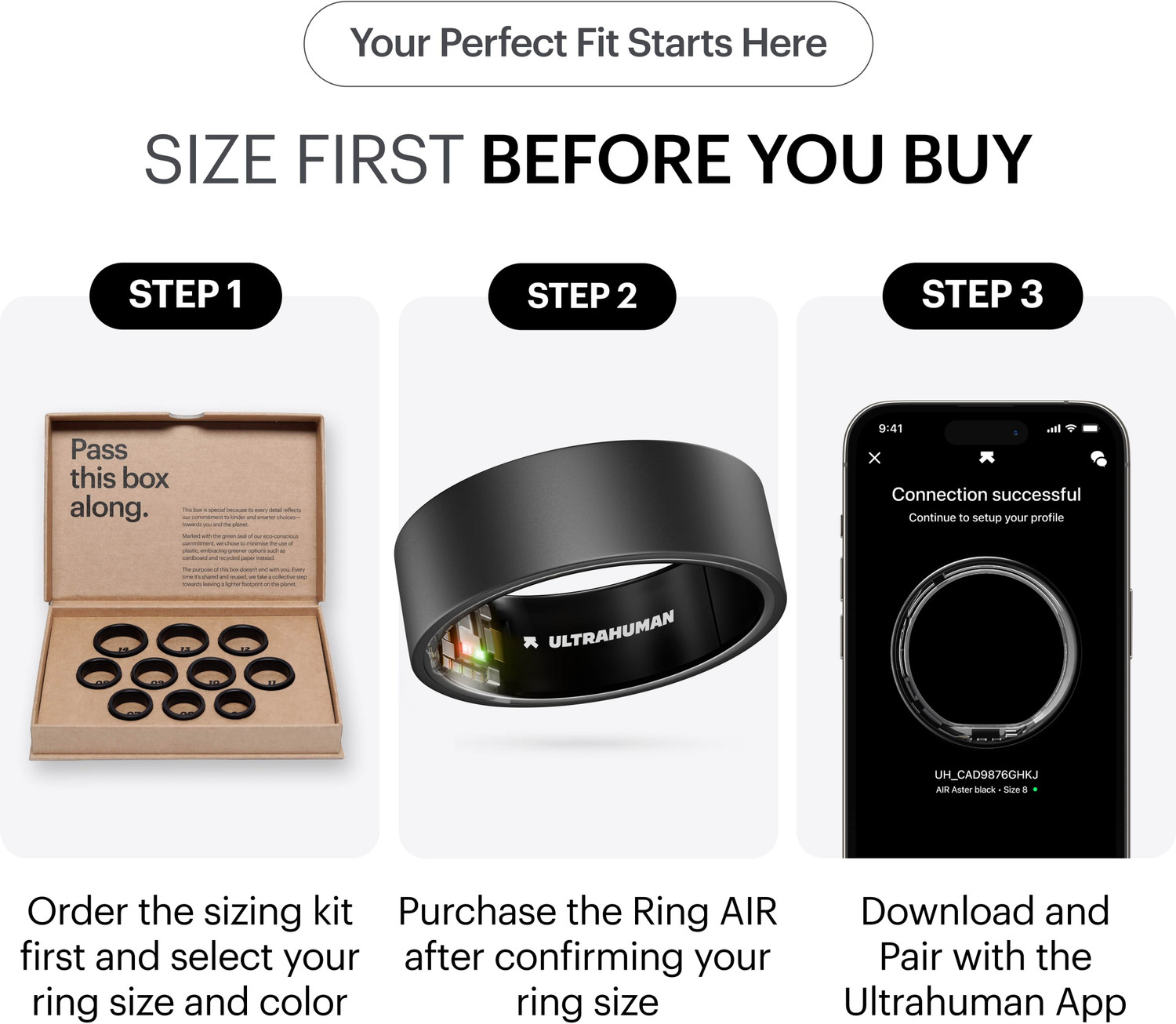 Image of Ultrahuman Ring AIR Track Sleep, Workouts, HR, HRV, Health Tracker - Up to 6 Days Battery Smart Ring (14, Matte Grey)