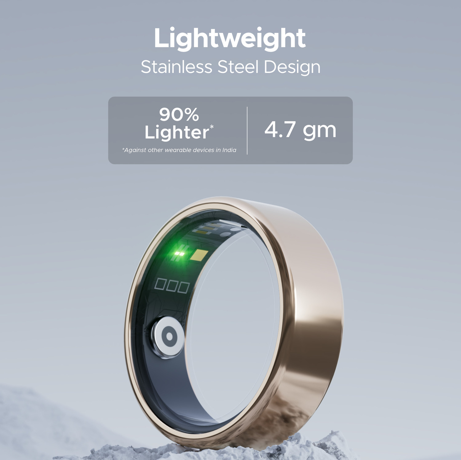 Image of boAt Active w / Portable Charging Case, Lightweight Stainless-Steel Design Smart Ring