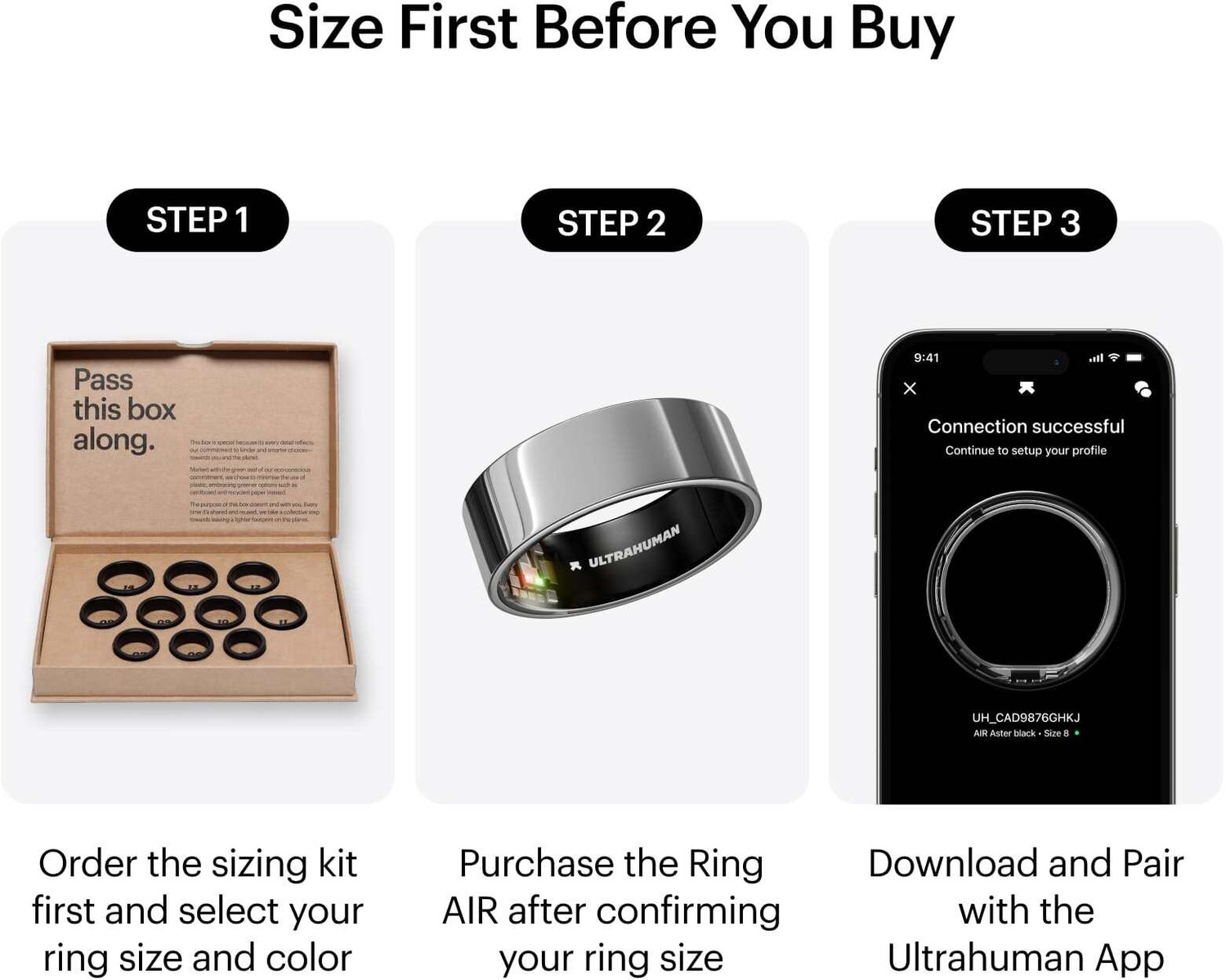 Image of Ultrahuman Ring AIR Track Sleep, Workouts, HR, HRV, Health Tracker - Up to 6 Days Battery Smart Ring (9, Air Silver)