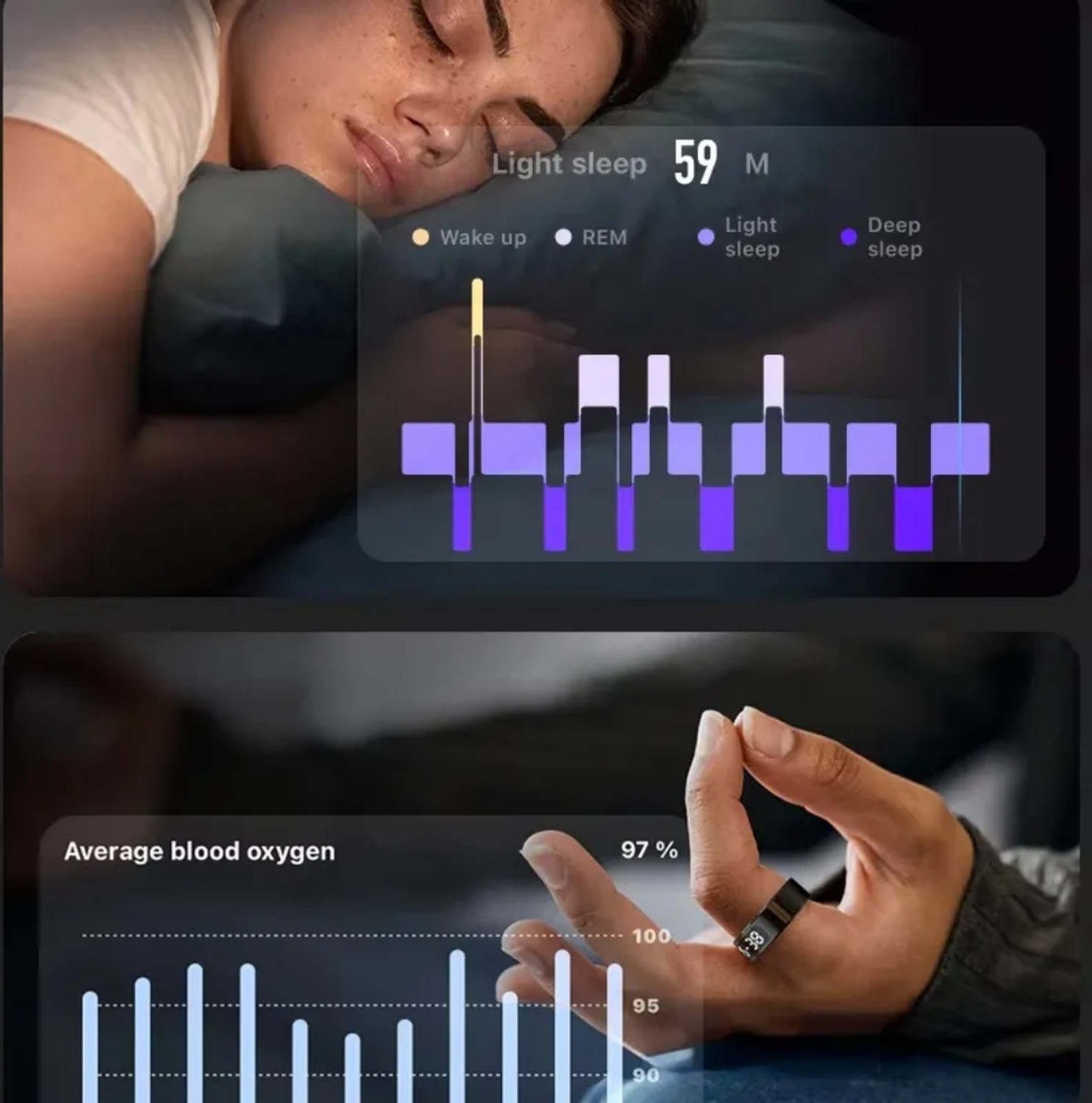 Image of Ierenk ierenk Smart Ring - Sleep, Heart Rate & SpO2 Tracker (Black, Unisex) Smart Ring