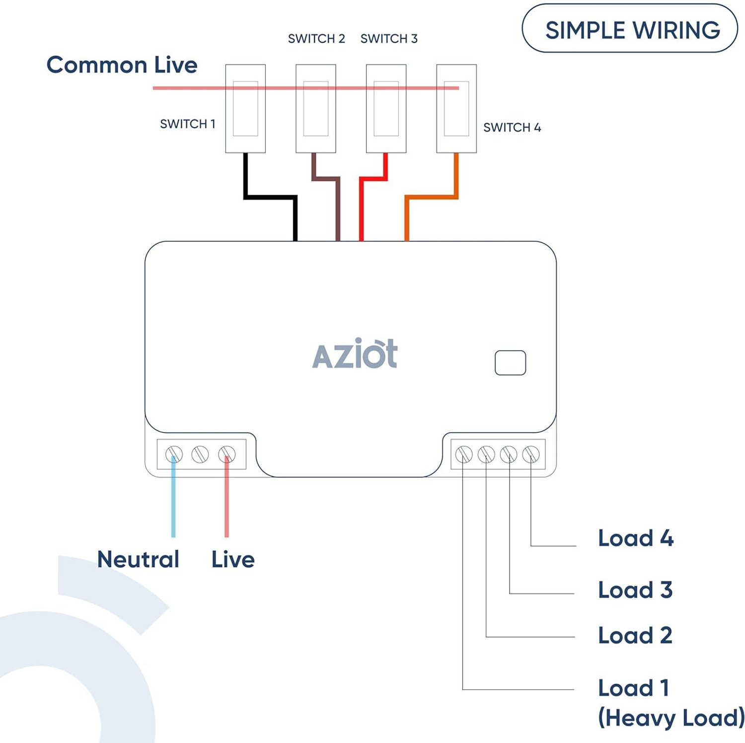 Image of AZIOT 4 Node Plus Smart Switch (White)