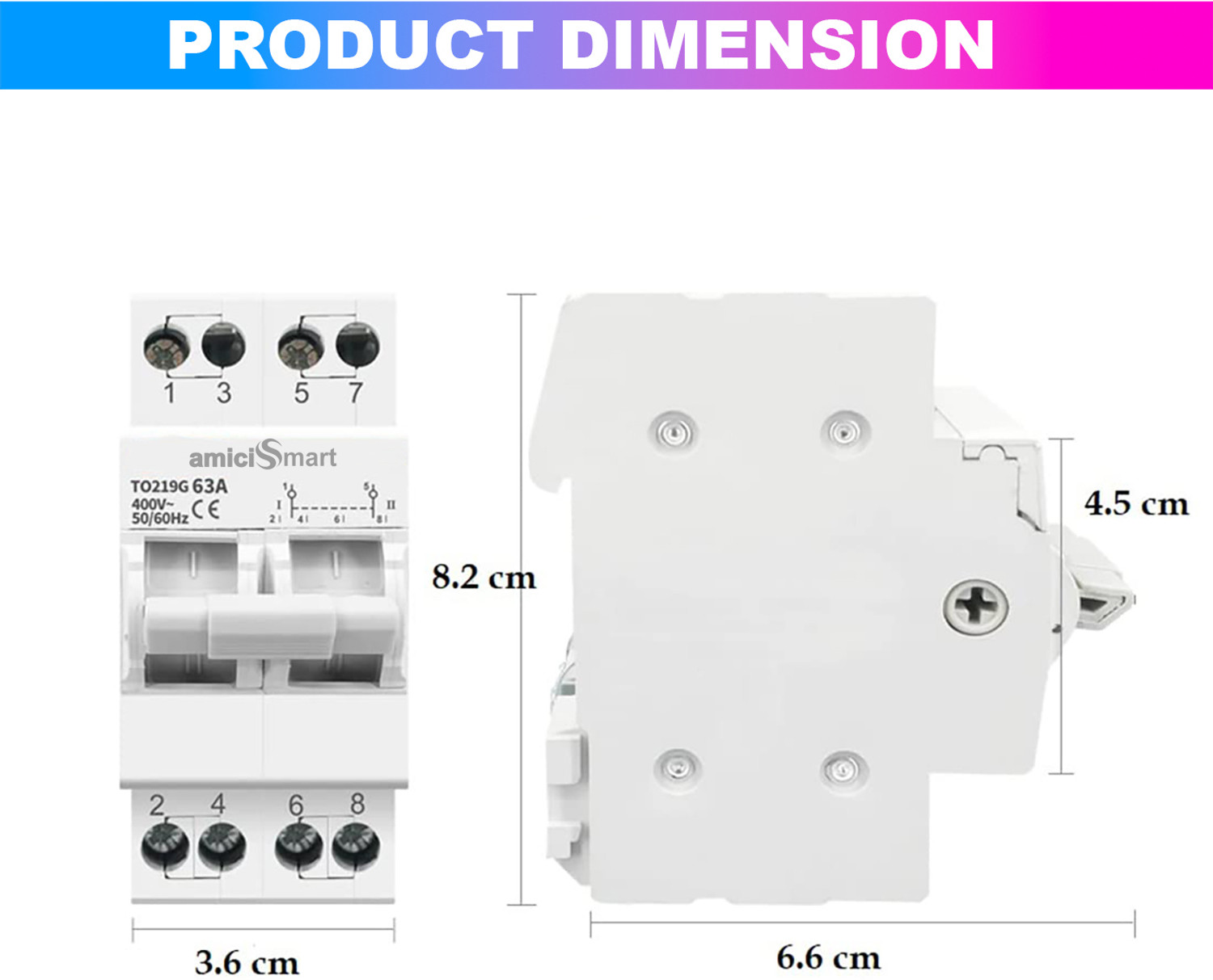 Image of amiciSmart Dual Power Manual Control Transfer Switch, 63A (Single Phase) Smart Switch