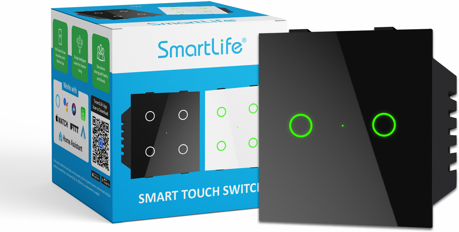 Image of Smartlife Modular 2 Gang Smart Touch Switch |WiFi+BLE| Smart Switch