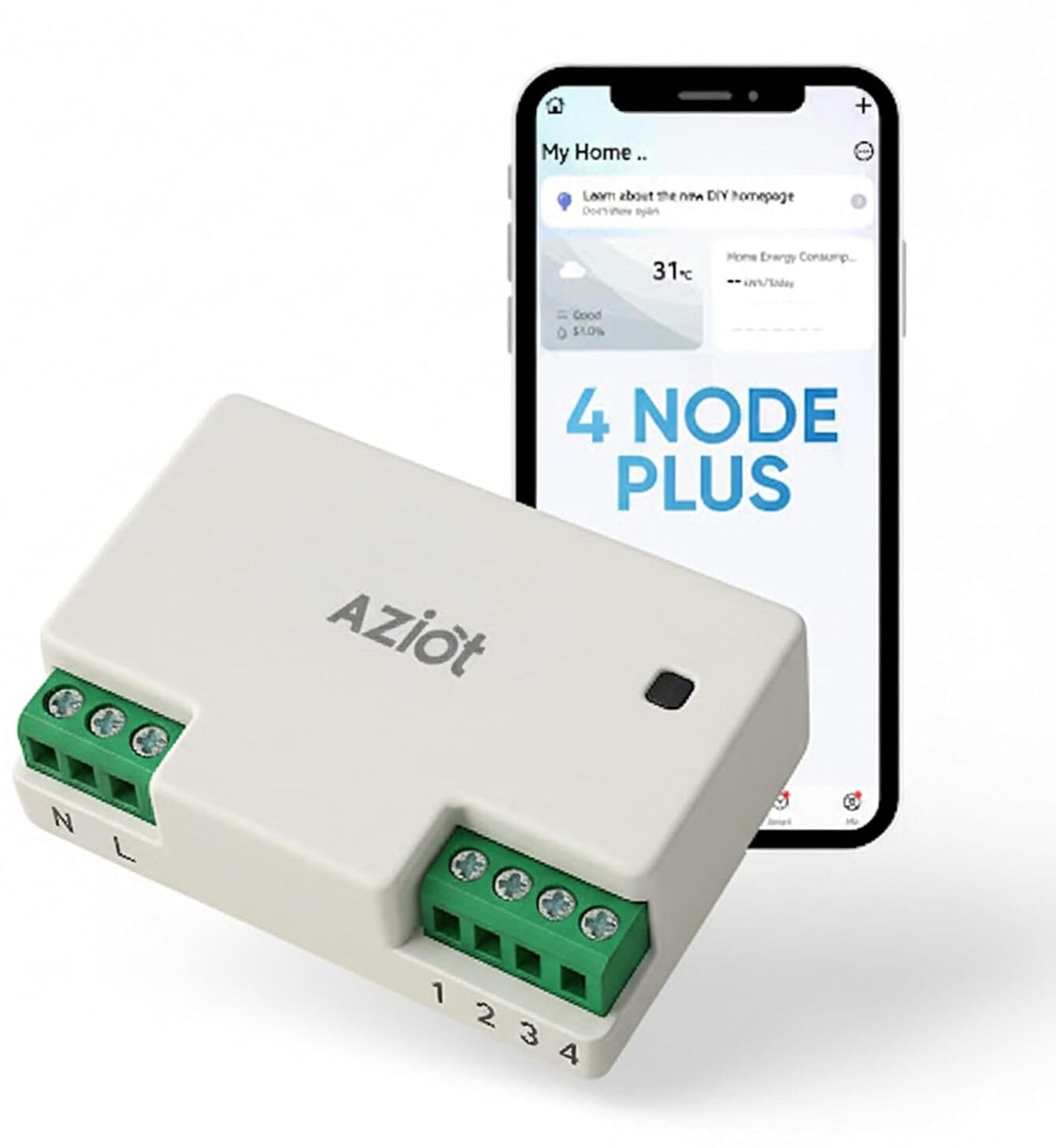 Image of AZIOT 4 Node Plus Smart Switch (White)