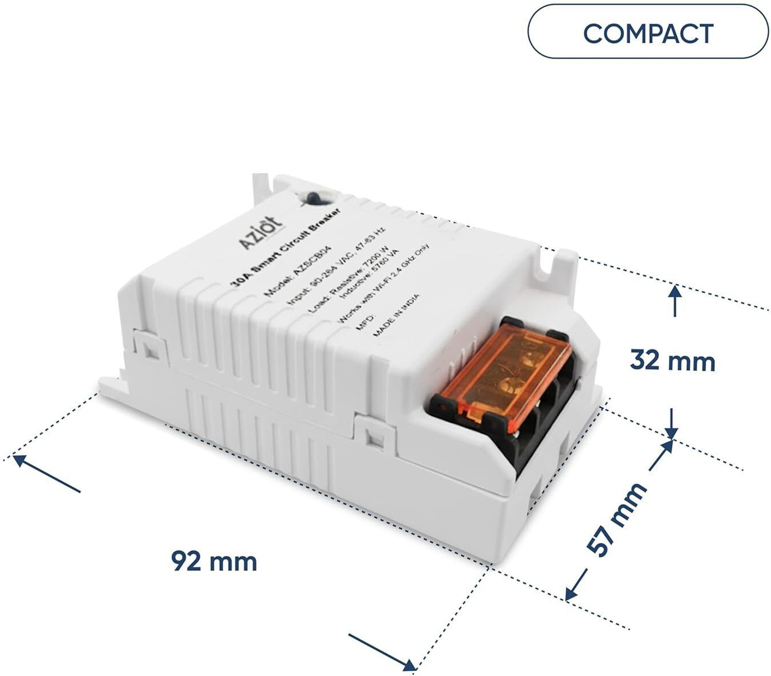Image of AZIOT 30A WiFi + BLE Smart Breaker | Energy Metering | Alexa & | Made in India Smart Switch
