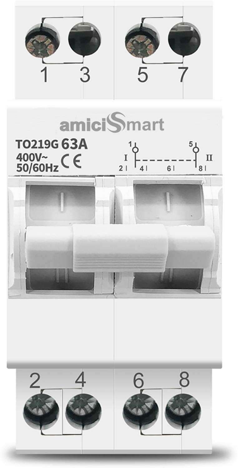 amiciSmart Dual Power Manual Control Transfer Switch, 63A (Single Phase) Smart Switch