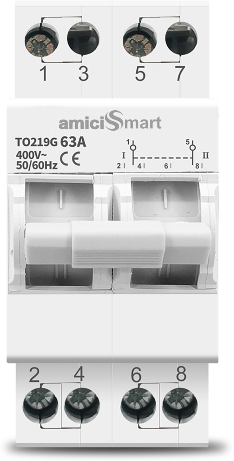 Image of amiciSmart Dual Power Manual Control Transfer Switch, 63A (Single Phase) Smart Switch
