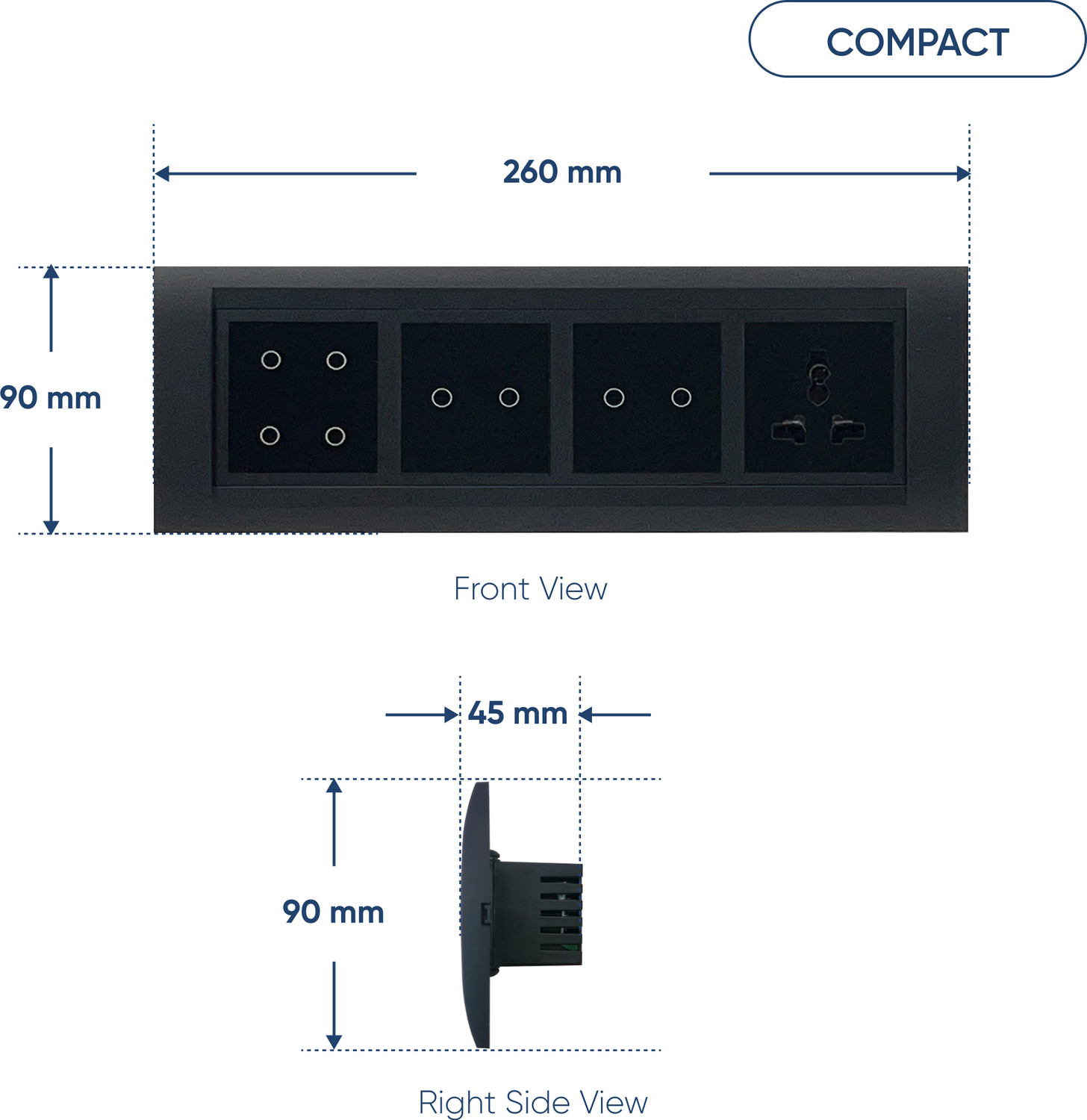 Image of AZIOT 8 Module Switch Board Plate | Smart 4 Touch, Two 2 Touch SW & 1 Socket Smart Switch