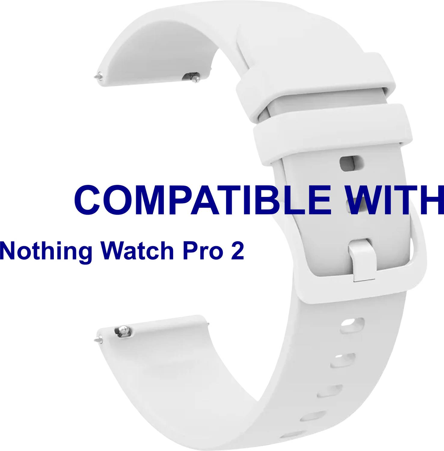 ACM WSM24L22WT5044 Watch Strap Silicone Color Hook Belt 22mm for Nothing Watch Pro 2 Smartwatch White Smart Watch Strap