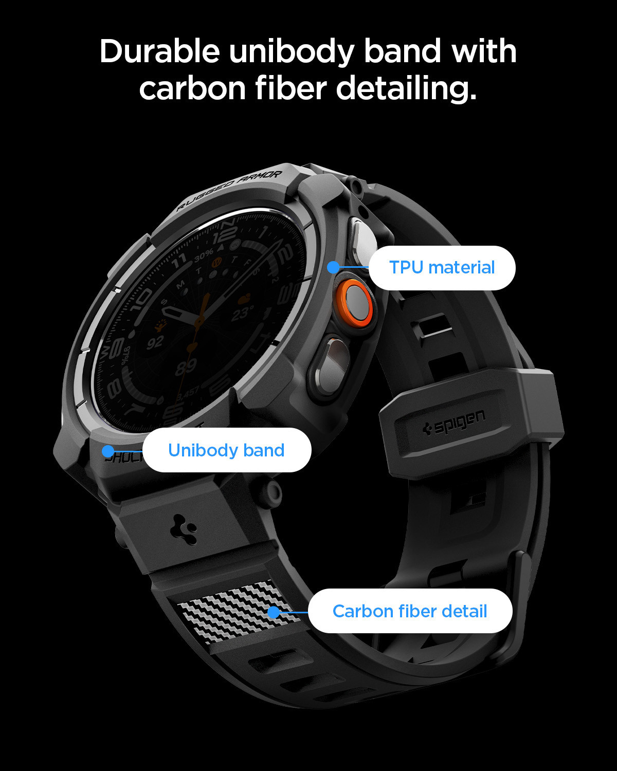 Image of Spigen Rugged Armor Pro for Galaxy Watch Ultra2 (47mm) Smart Watch Strap