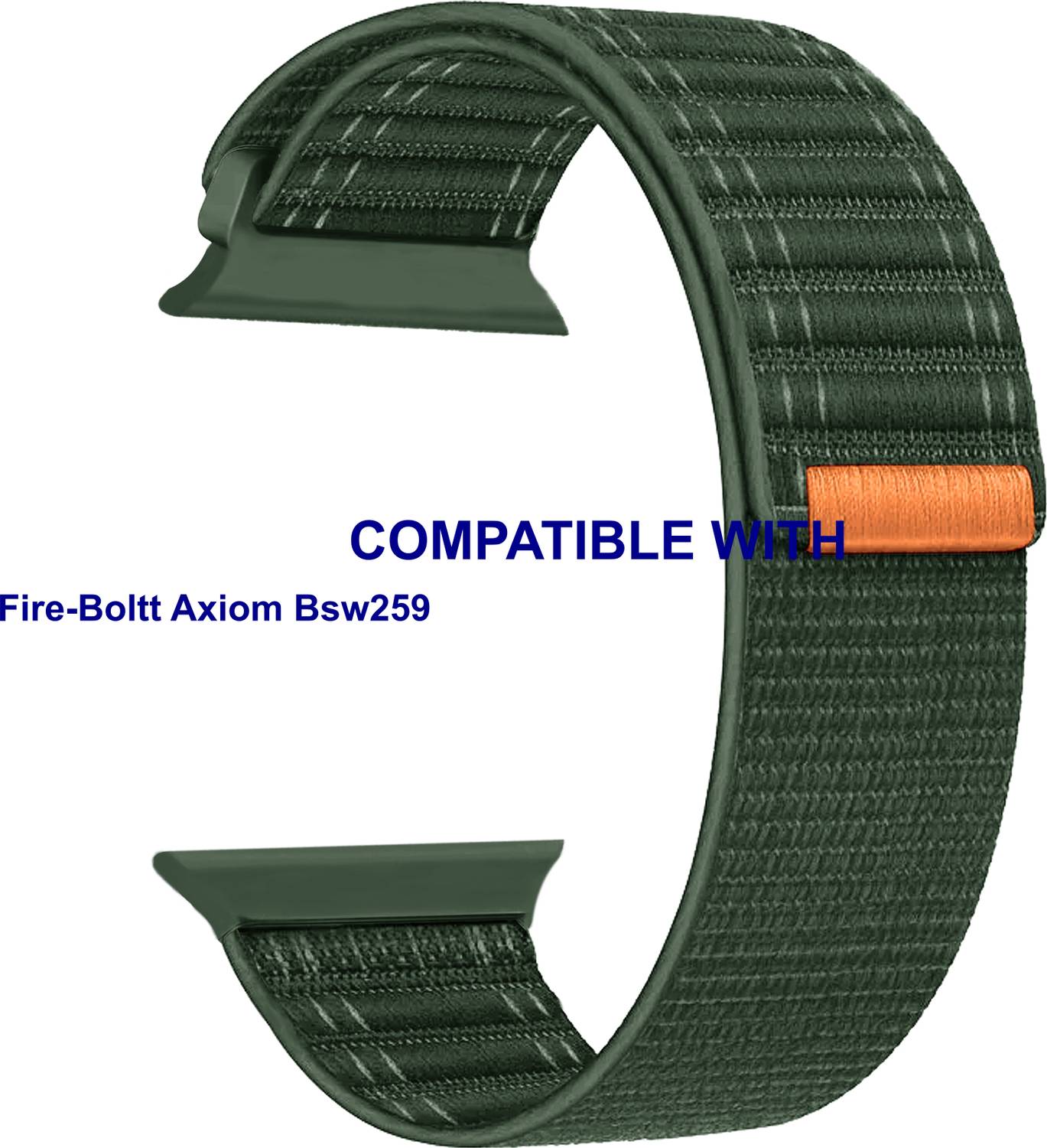 ACM WSM39A40GR1697 Sliding 44mm 49mm Watch Strap Nylon Soft for Fire-Boltt Axiom Bsw259 Smartwatch Green Smart Watch Strap
