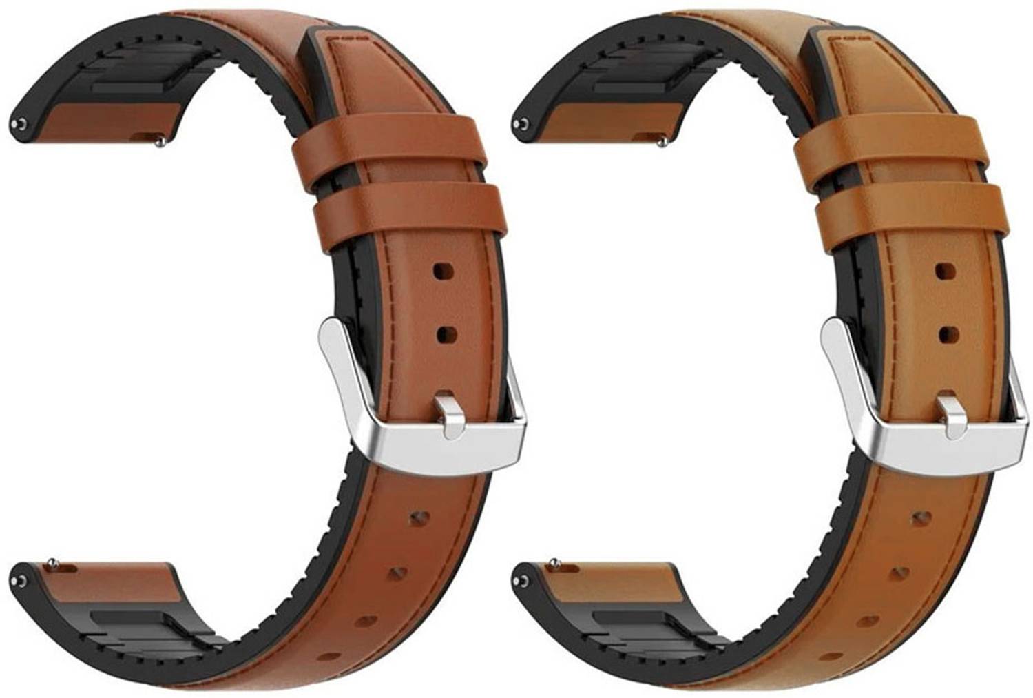 AOnes Pack of 2 Watch Strap Leather Silicone Belt for Motorola Moto 360 2Nd Generation 46Mm Smart Watch Strap