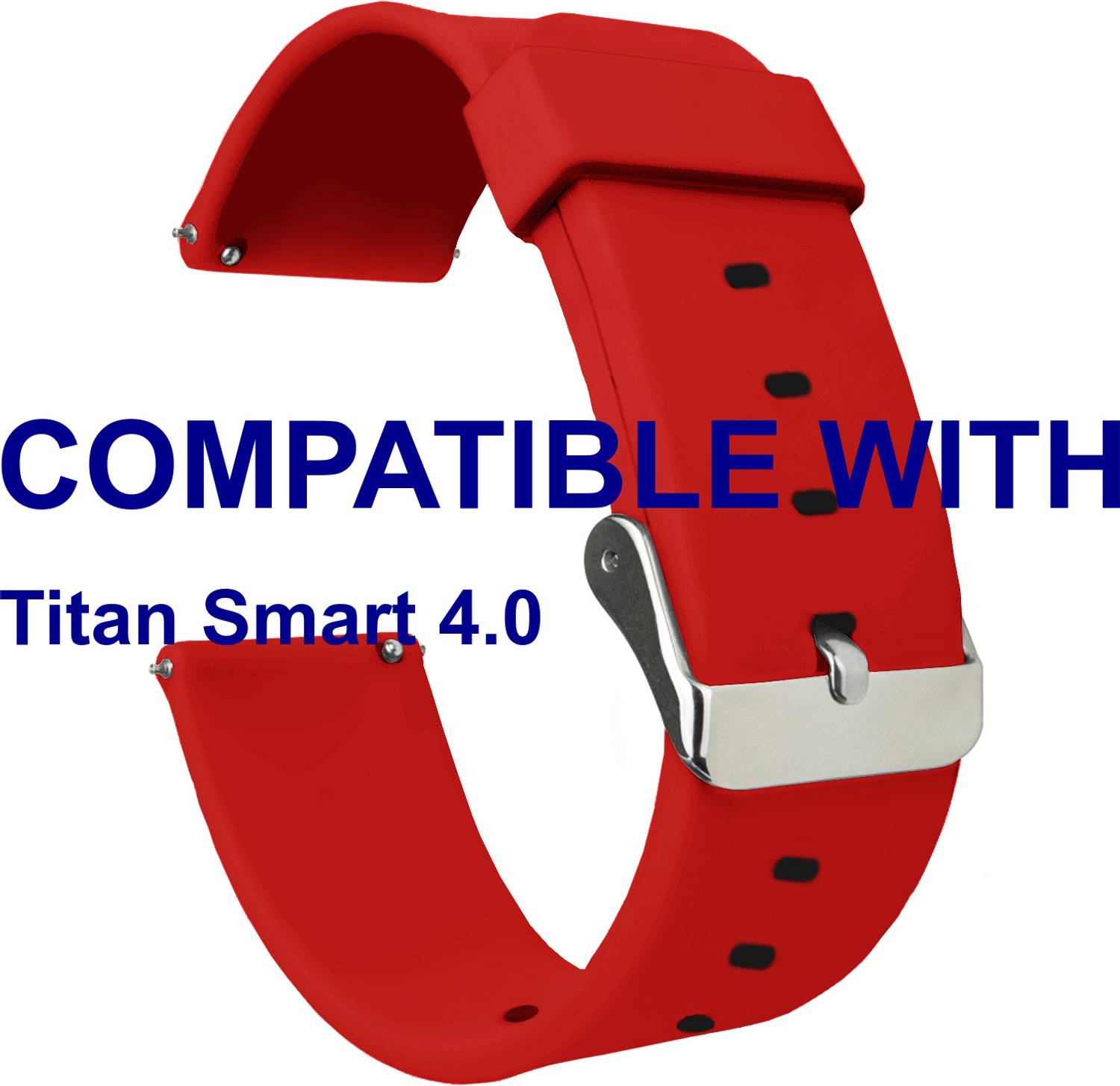 ACM WSM7A22RD5161 Watch Strap Silicone Belt 22mm for Titan Smart 4.0 Smartwatch Red Smart Watch Strap