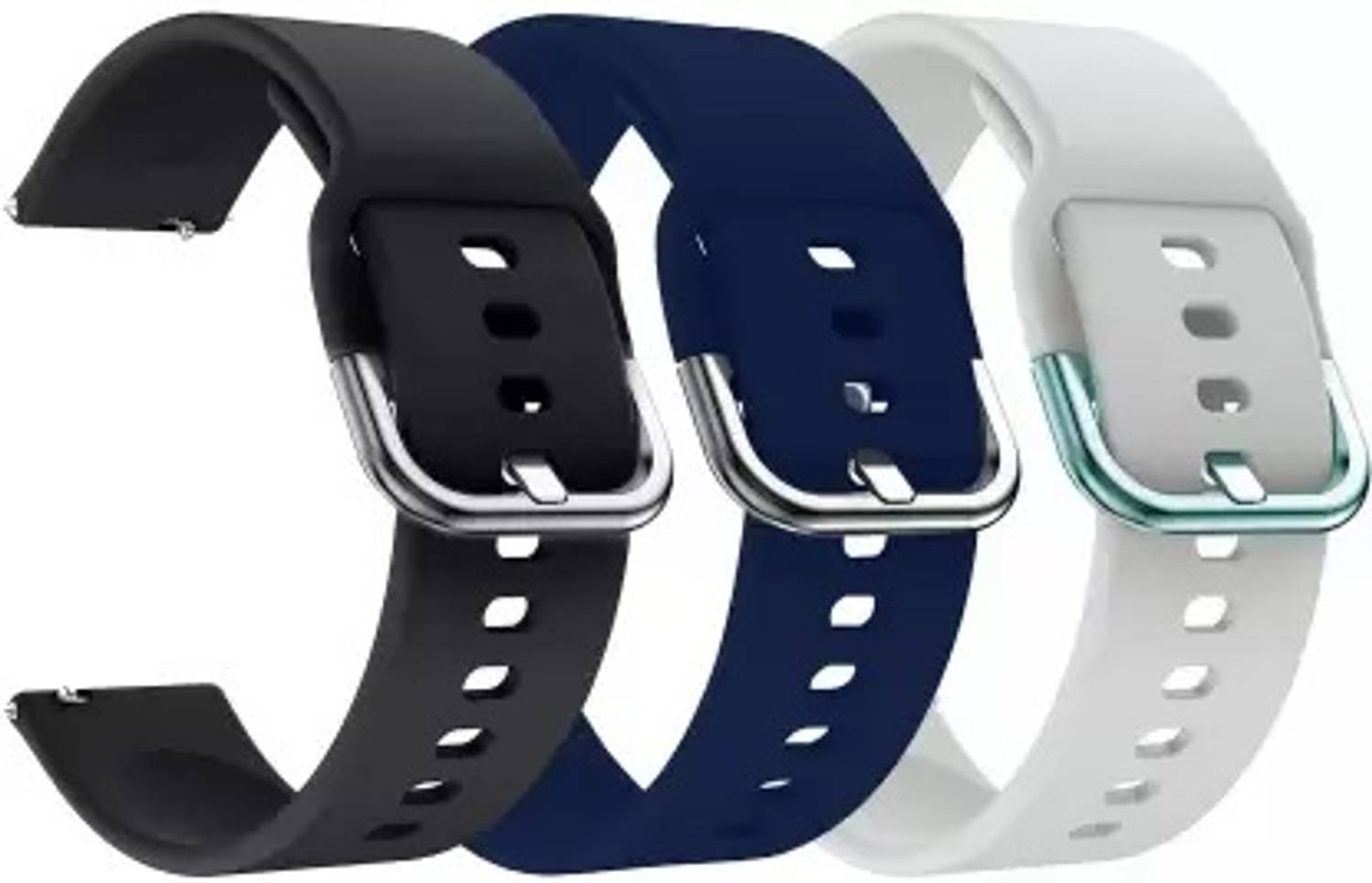 Cheetah 0.22 cm Pack of 3 Silicon Belt 22mm Strap with Metal Buckle for Realme Dizo (Multicolor) Smart Watch Strap