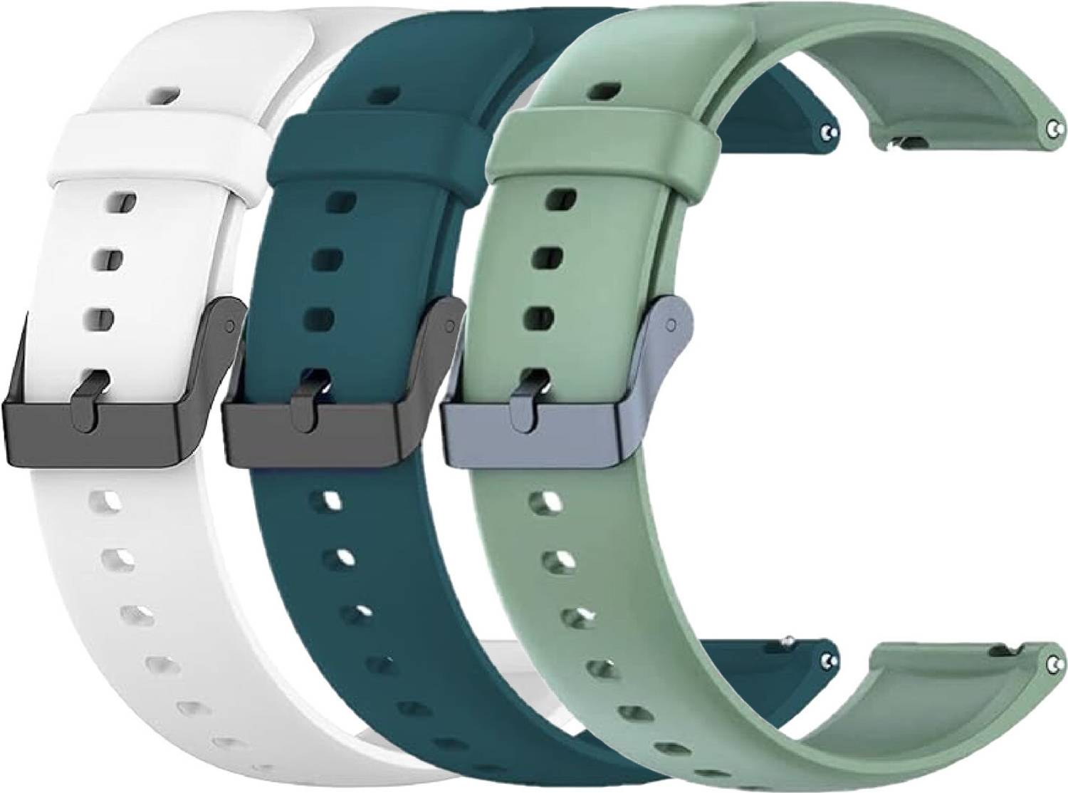 TRENDINGVIEW 2 cm 22mm Smart Watch Strap (Combo Pack of 3) Silicone Belt with Quick Release Pins | Adjustable Length Smart Watch Strap