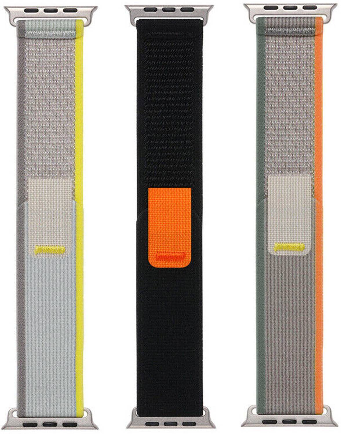 BLACK LOVIES 44 mm Nylon Trail Loop Smart Watch Strap Belt for Ultra Watch 49 mm, Series 8 / 7 45 mm, Series 6 / 5 / 4 44 mm, Series 3 / 2 / 1 42 mm, T800 Ultra, Watch 8 Ultra, i8 Pro Max, W26, T800 Smart Watch Strap