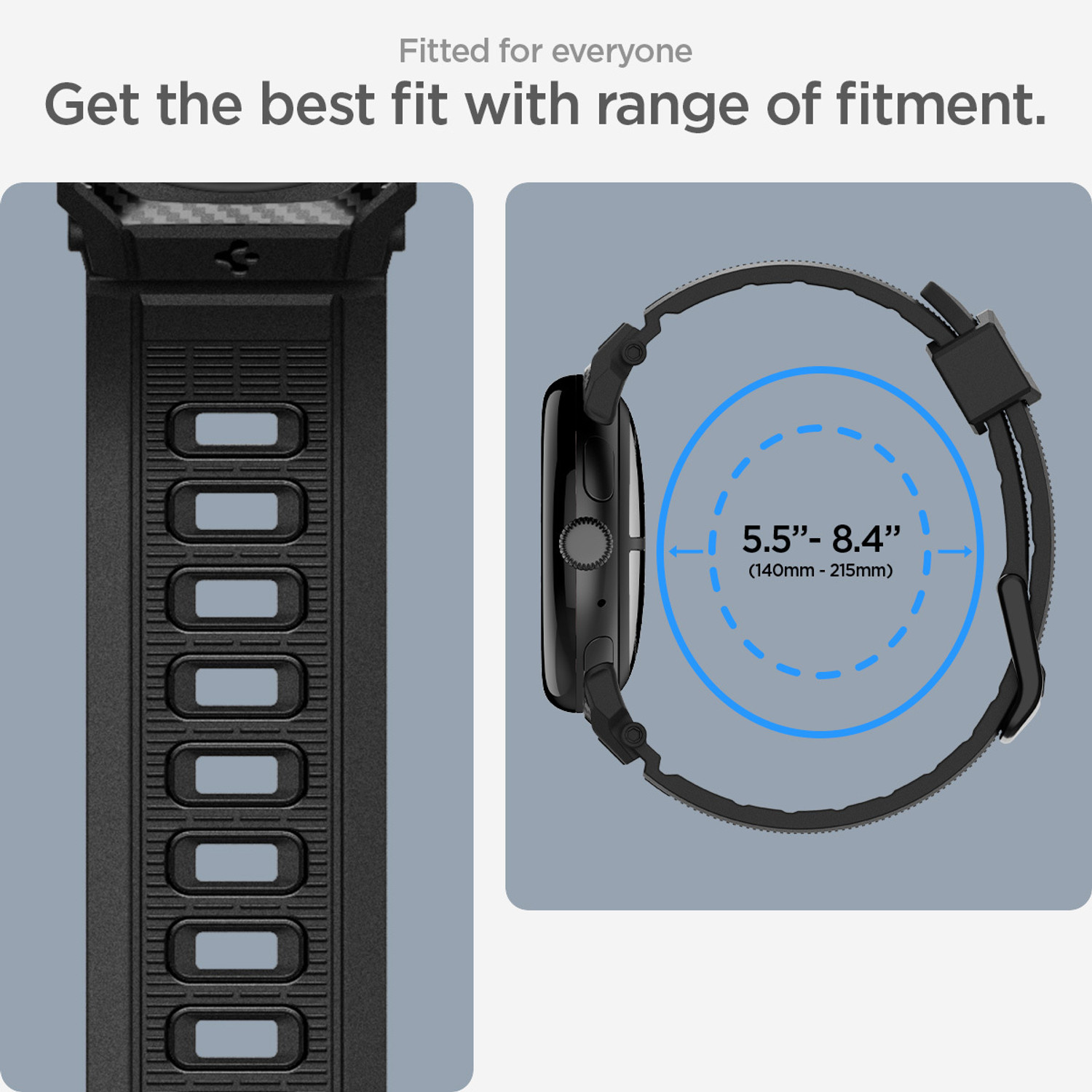 Image of Spigen Rugged Band TPU Rugged Loop Band Strap(lightweight) Compatible With Google Pixel Watch 3 45mm (Watch Not Included) Smart Watch Strap (Black)