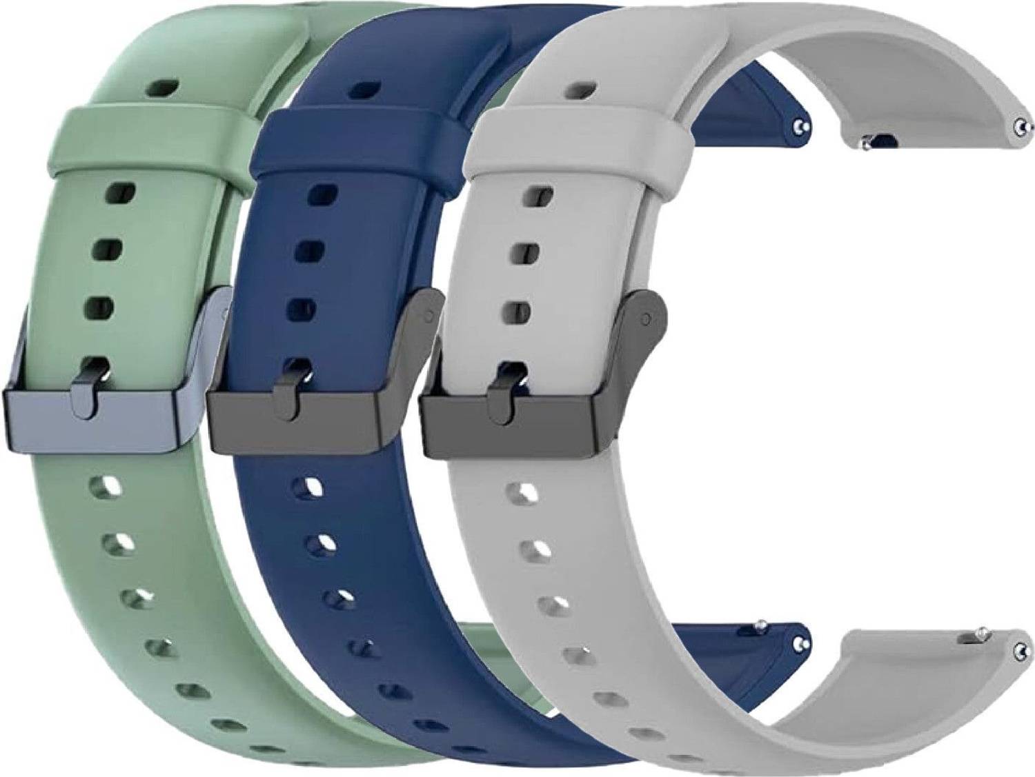 TRENDINGVIEW 2 cm 22mm Smart Watch Strap (Combo Pack of 3) Silicone Belt with Quick Release Pins | Adjustable Length Smart Watch Strap