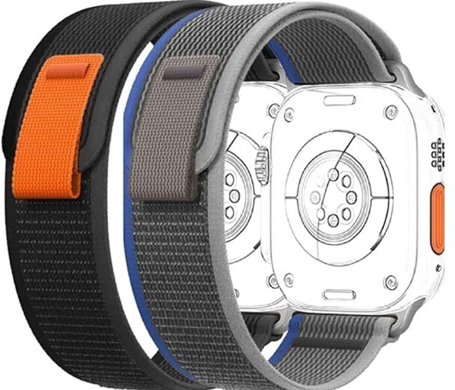 Gadgetzilla 10 cm 2 Pack Trail Loop Band Compatible with iWatch Band Ultra 2/Ultra 49mm 45mm 44mm 42mm, Nylon Weave Sport Loop Adjustable Strap for iWatch Ultra/Ultra 2 Series 9 8 7 6 5 4 3 2 1 SE Smart Watch Strap