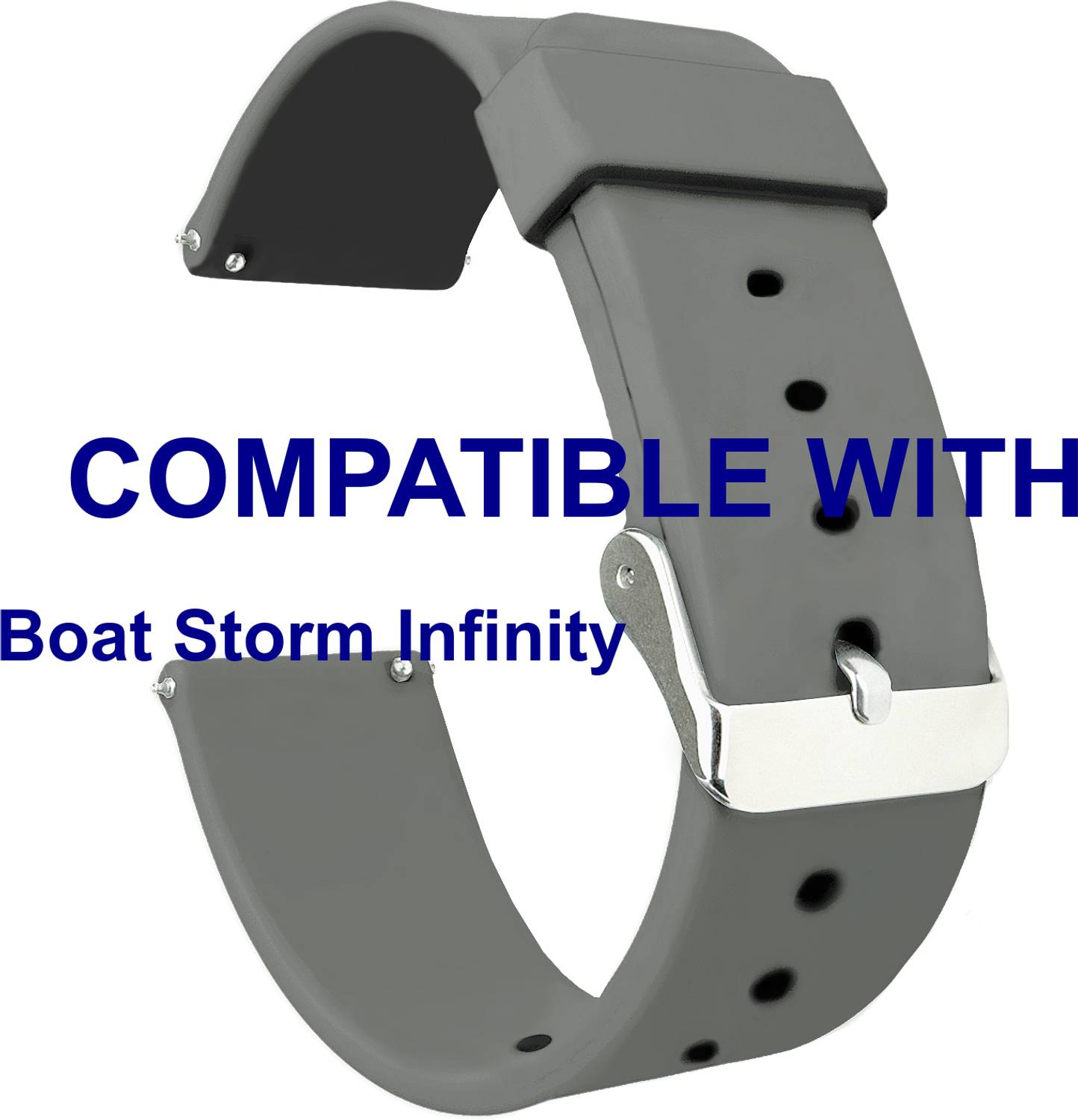 ACM WSM7A22GY3860 Watch Strap Silicone 22mm for Boat Storm Infinity Smartwatch Grey Smart Watch Strap