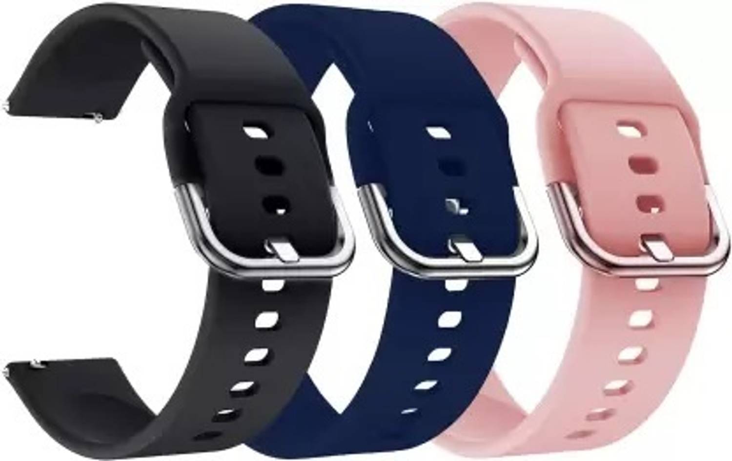 Cheetah 0.22 cm Pack of 3 Silicon Belt 22mm Strap with Metal Buckle for Realme Dizo (Multicolor) Smart Watch Strap