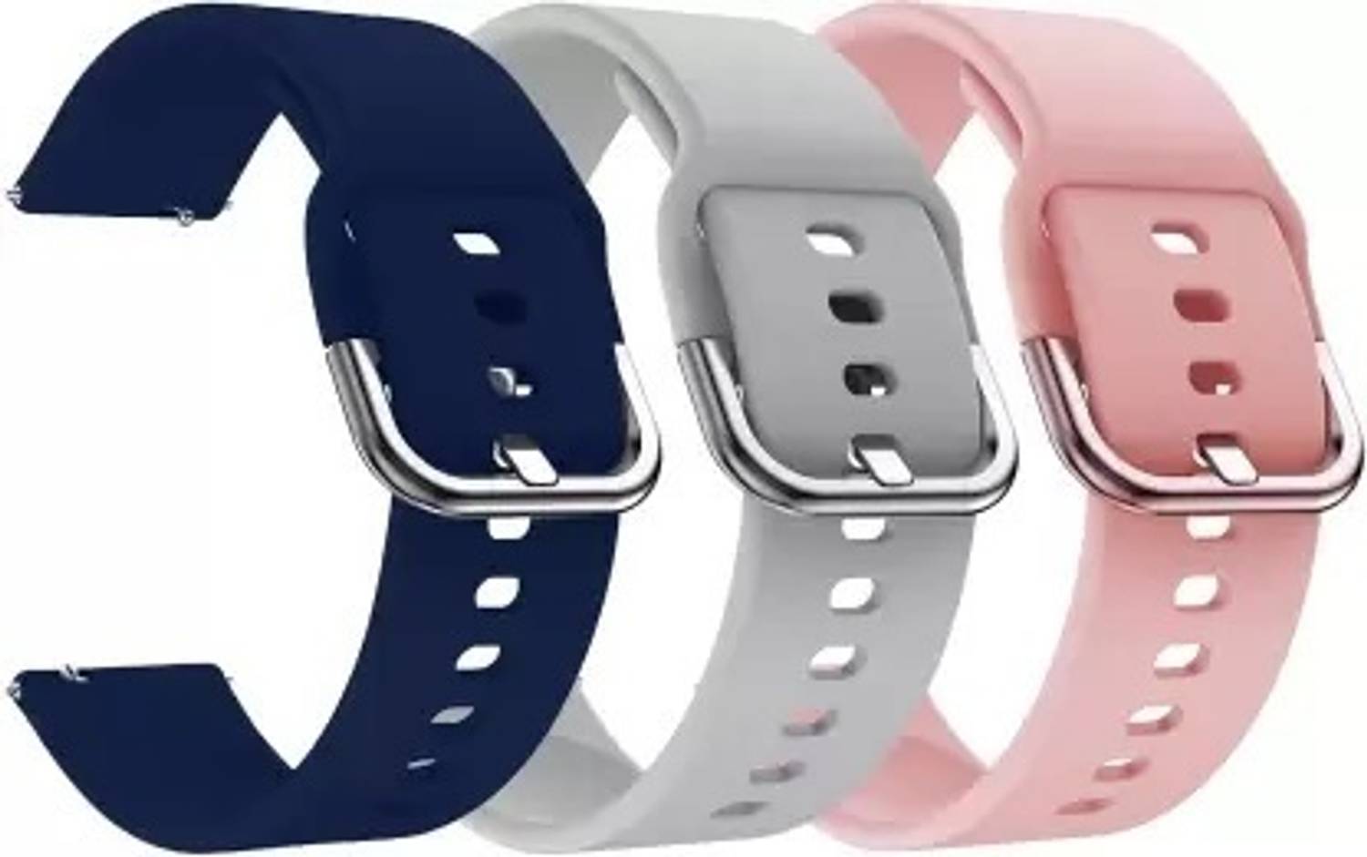 Cheetah 22 mm Pack of 3 Silicon Belt 22mm Strap with Metal Buckle for Realme Dizo (Multicolor) Smart Watch Strap