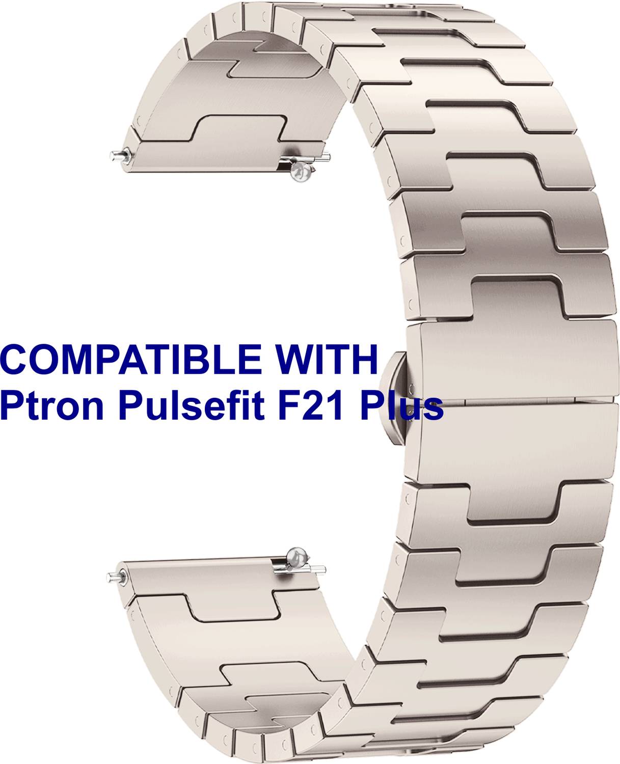 ACM WSM37Y20ST2942 Watch Strap Metal Steel 20mm for Ptron Pulsefit F21 Plus Smartwatch Belt Starlight Smart Watch Strap