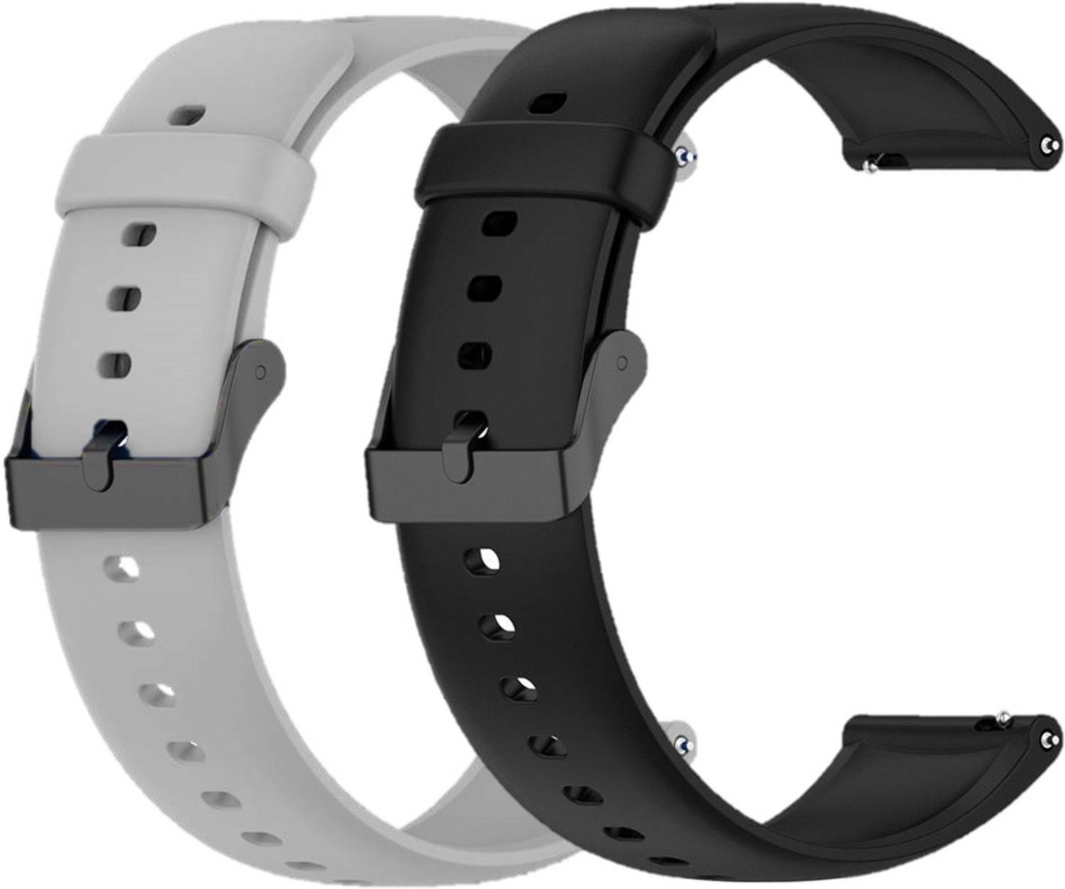 TECHWIND 2 cm THD19SN3007SNBK+GY 20MM Classic Watch Strap (CHECK MODEL LIST) Combo Pack of 2 Smart Watch Strap