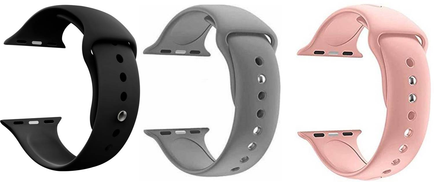 Antoj Smart Watch Strap Belt for Ultra Watch 49 mm, Series 8 / 7 45 mm, Series 6 / 5 / 4 44 mm, Series 3 / 2 / 1 42 mm, T800 Ultra, Watch 8 Ultra, i8 Pro Max, W26, T800.(black,grey,peach ) Smart Watch Strap