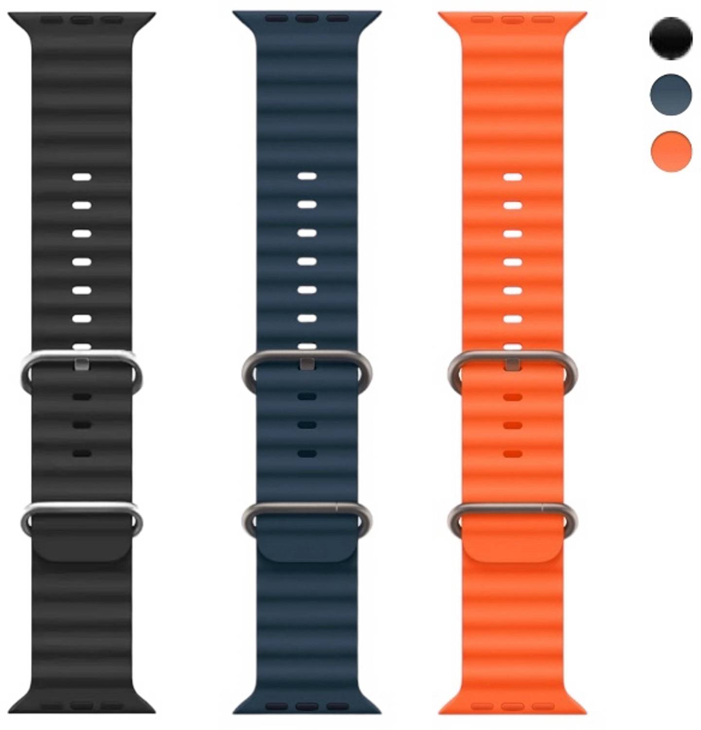 onefit Premium Ocean Loop Strap Watch Band for Apple Watch 42mm/44mm/45mm/49mm (Only Ocean Loop, Watch NOT Included) (PACK OF 3) Smart Watch Strap