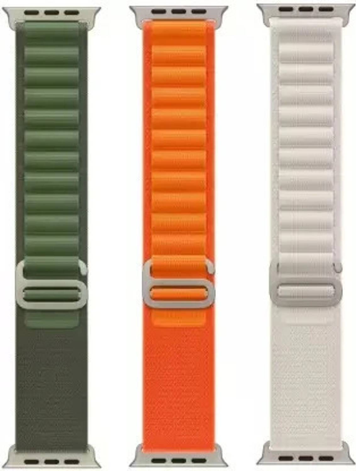Geo SPORTS 2.5 inch Alpine Loop Nylon Bands/Straps Compatible with Watch 49mm 45mm 44mm 42mm Men & Women, Adjustable Strap with Metal G-Hook Premium green, orange and white Strap for iWatch Ultra Series SE 8 7 6 5 4 3 2 1 (Only Alpine Loop Strap for Apple iWatch, Watch NOT Included) Smart Watch Strap