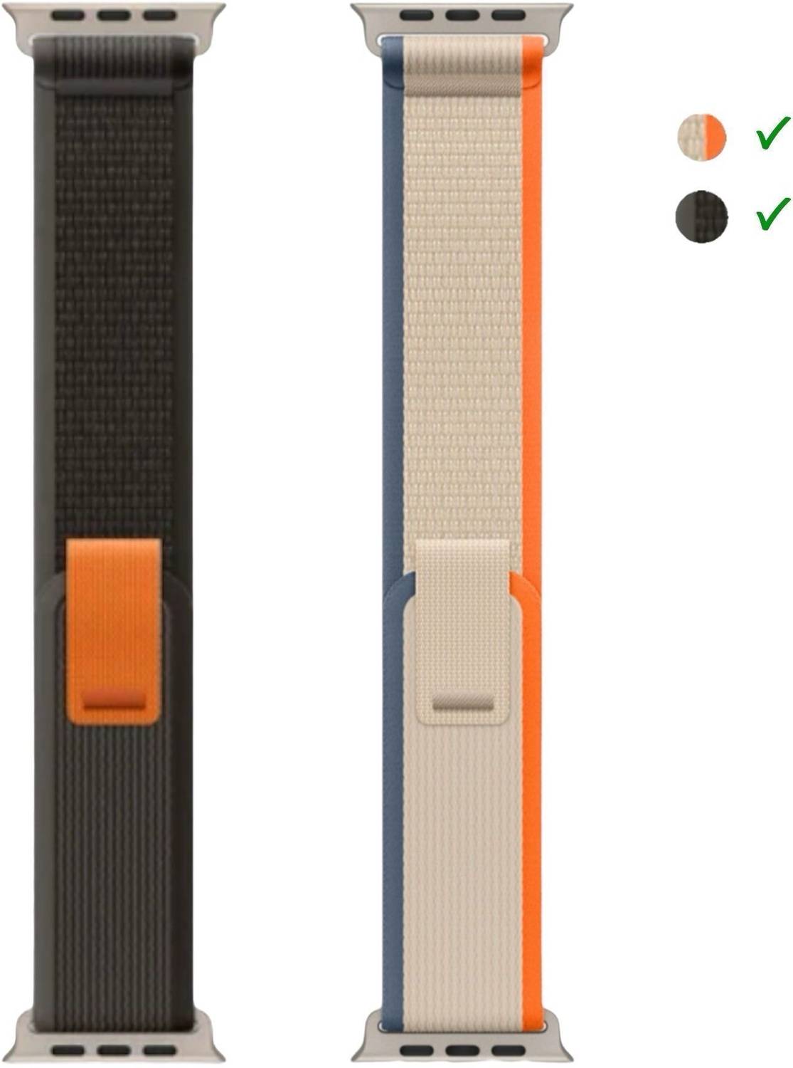 onefit 2 cm Trail Loop Strap Nylon Watch Band for Watch 42mm/44mm/45mm/49mm (Only Trail Loop, Watch NOT Included) Pack of 2 Smart Watch Strap