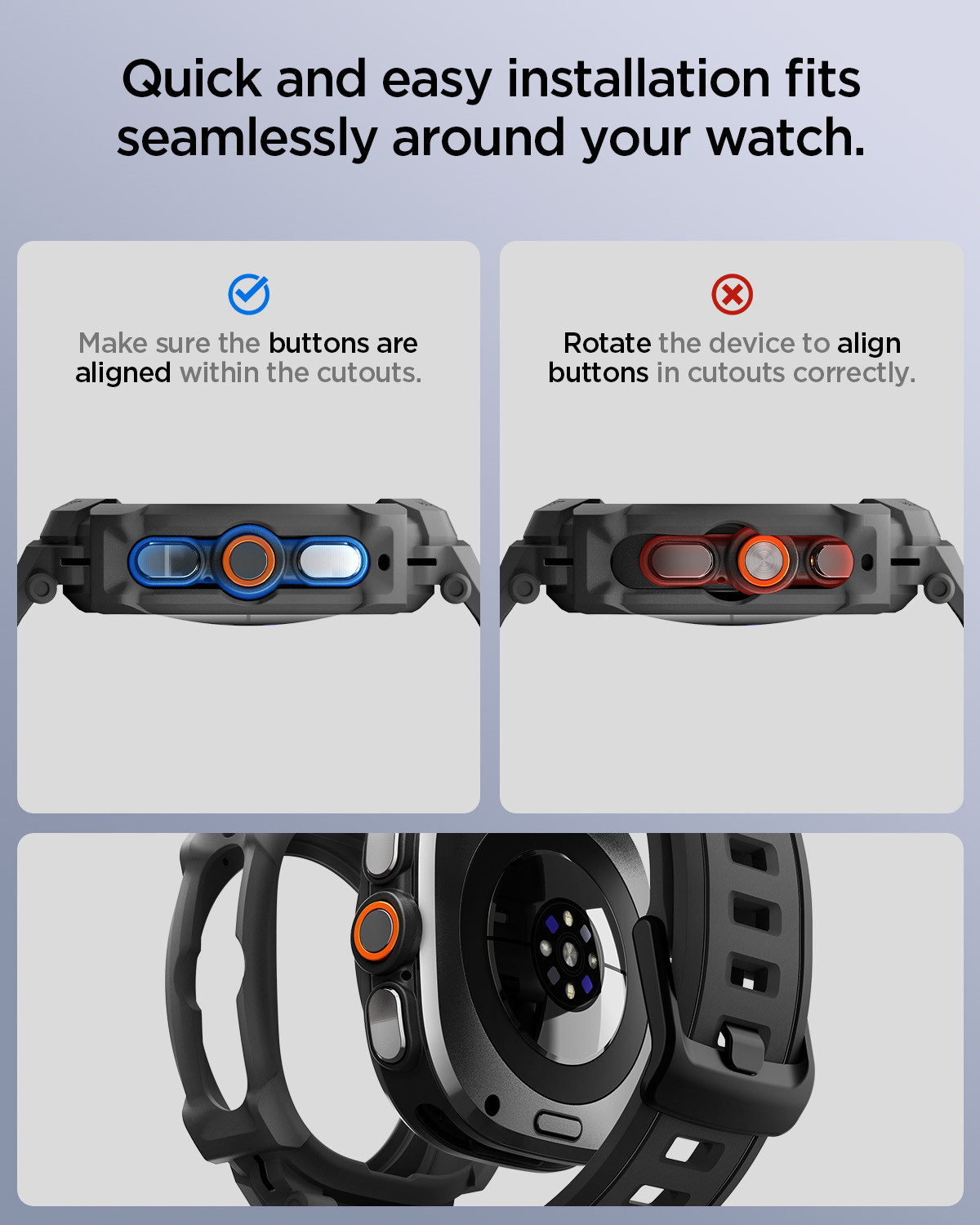 Image of Spigen Rugged Armor Pro for Galaxy Watch Ultra2 (47mm) Smart Watch Strap