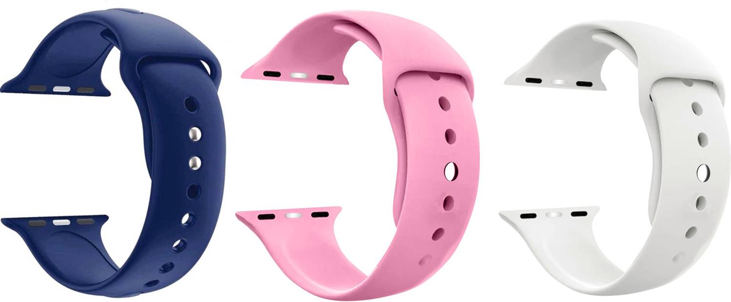 Antoj Smart Watch Strap Belt for Ultra Watch 49 mm, Series 8 / 7 45 mm, Series 6 / 5 / 4 44 mm, Series 3 / 2 / 1 42 mm, T800 Ultra, Watch 8 Ultra, i8 Pro Max, W26, T800.(dark blue,pink,white) Smart Watch Strap