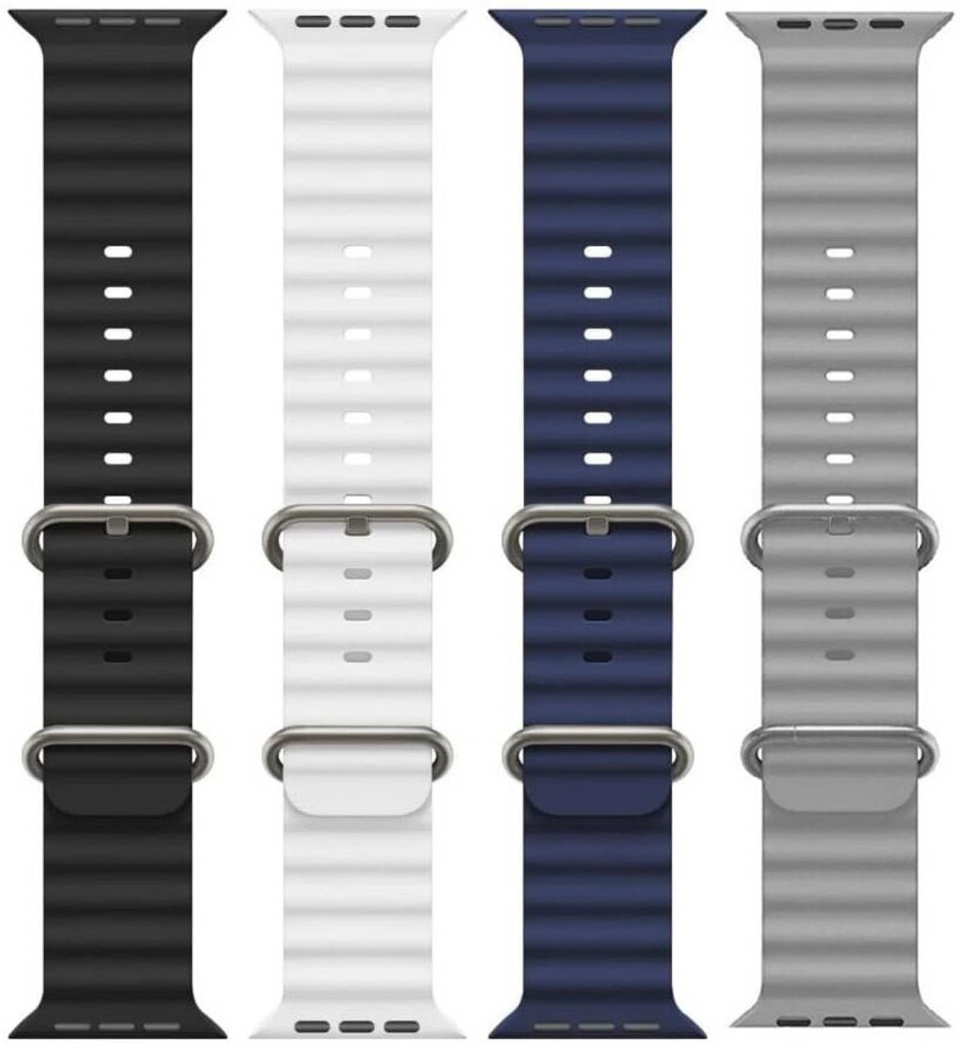 Antoj Smart Watch Strap Belt for Ultra Watch 49 mm, Series 8 / 7 45 mm, Series 6 / 5 / 4 44 mm, Series 3 42 mm, T800 Ultra, Watch 8 Ultra, i8 Pro Max, W26, T800 Ocean (grey, blue, white, black) Smart Watch Strap