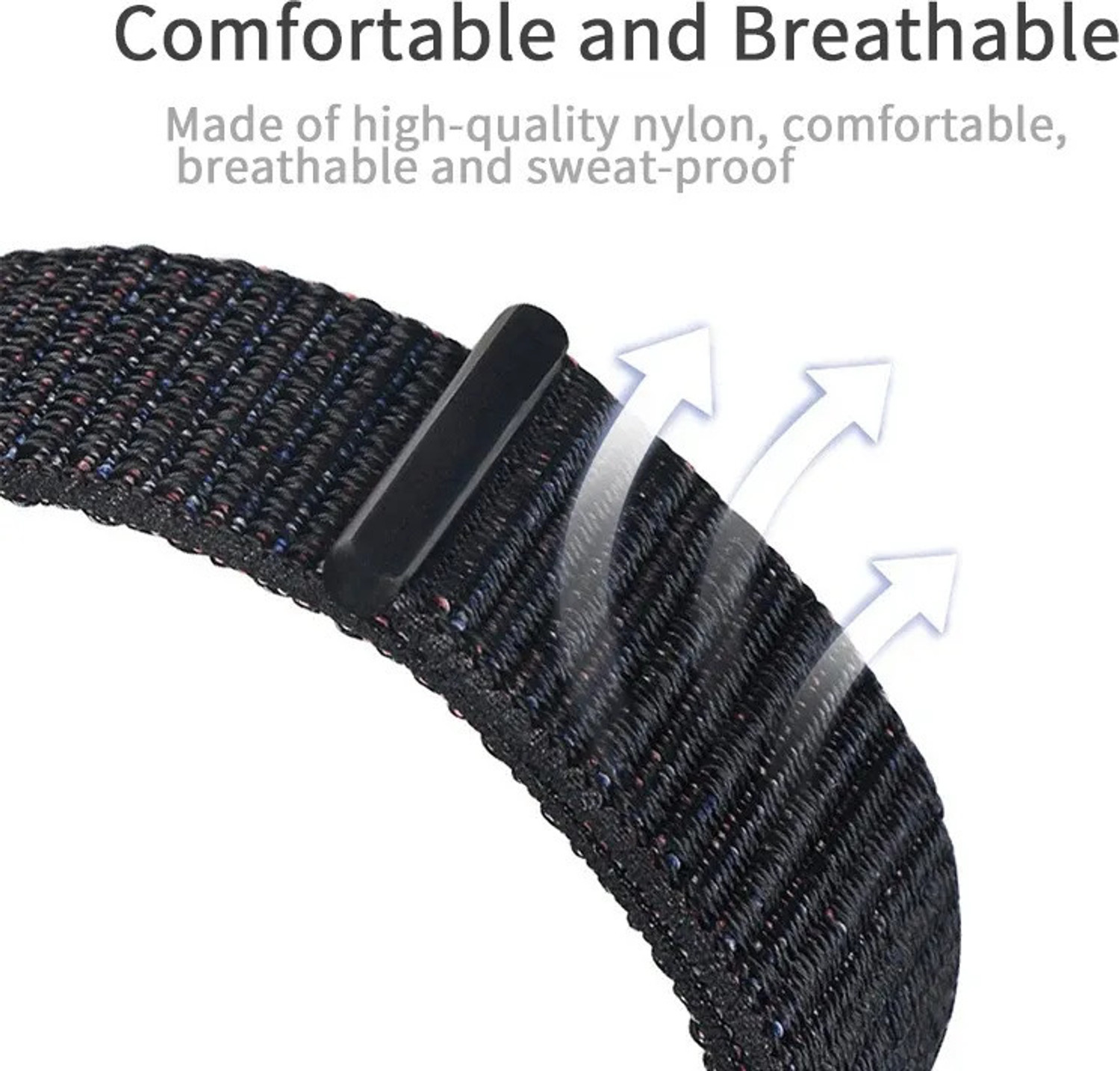 Image of ValenteStore Sport Nylon Loop Strap Compatible with Huawei Band 8 / Band 9 / Band 10 - Adjustable Breathable Replacement Band for Men & Women Smart Watch Strap