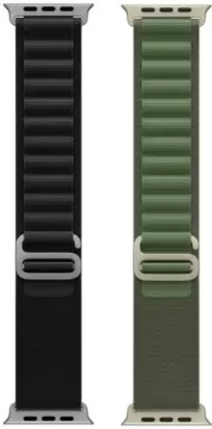 GLowcent Alpine Loop Nylon Bands/Straps Compatible with Watch 49mm 45mm 44mm 42mm Men & Women, Adjustable Strap with Metal G-Hook Premium black and green Strap for iWatch Ultra Series SE 8 7 6 5 4 3 2 1 (Only Alpine Loop Strap for Apple iWatch, Watch NOT Included) Smart Watch Strap