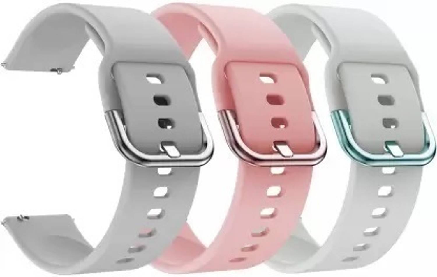 Cheetah 22 mm Pack of 3 Silicon Belt 22mm Strap with Metal Buckle for Realme Dizo (Multicolor) Smart Watch Strap
