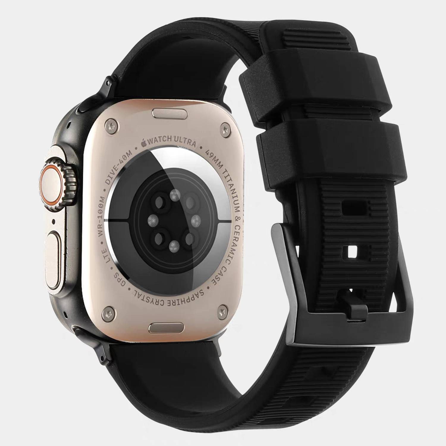 KICKSTORM Rugged Silicone Sport Band Adjustable Sport Breathable Strap (Watch Not Included) Sweatproof & Adjustable Watch Strap Ultra1/Ultra2/ 9/8/7/6/5/4/3/2/1/SE Compatible For Strap 49mm /45mm/44mm/42mm Smart Watch Strap Smart Watch Strap