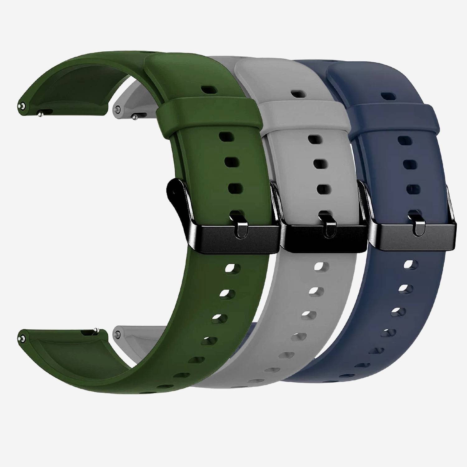 TRENDINGVIEW 2 cm 20mm Strap Combo for Smart Watches (3 Straps) Black Buckle | Easy Fit Adjustable Design Smart Watch Strap