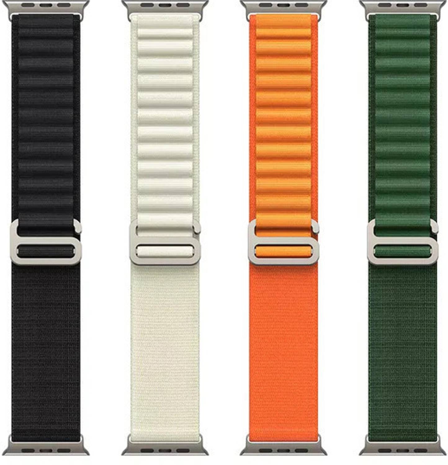 HiWatch 2.5 inch Alpine Loop Nylon Bands/Straps Compatible with Watch 49mm 45mm 44mm 42mm Men & Women, Adjustable Strap with Metal G-Hook Premium orange , green ,white and black color Strap for iWatch Ultra Series SE 8 7 6 5 4 3 2 1 (Only Alpine Loop Strap for Apple iWatch, Watch NOT Included) Smart Watch Strap
