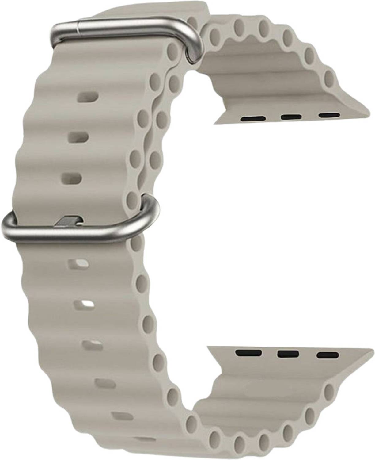 Geo SPORTS 2.5 cm Silicone ocean Bands/Straps Compatible with Watch 49mm 45mm 44mm 42mm Men & Women, Adjustable Strap with Metal Hook Premium Grey Strap for iWatch Ultra Series SE 8 7 6 5 4 3 2 1 (Only Silicone ocean Strap for Apple iWatch, Watch NOT Included) Smart Watch Strap