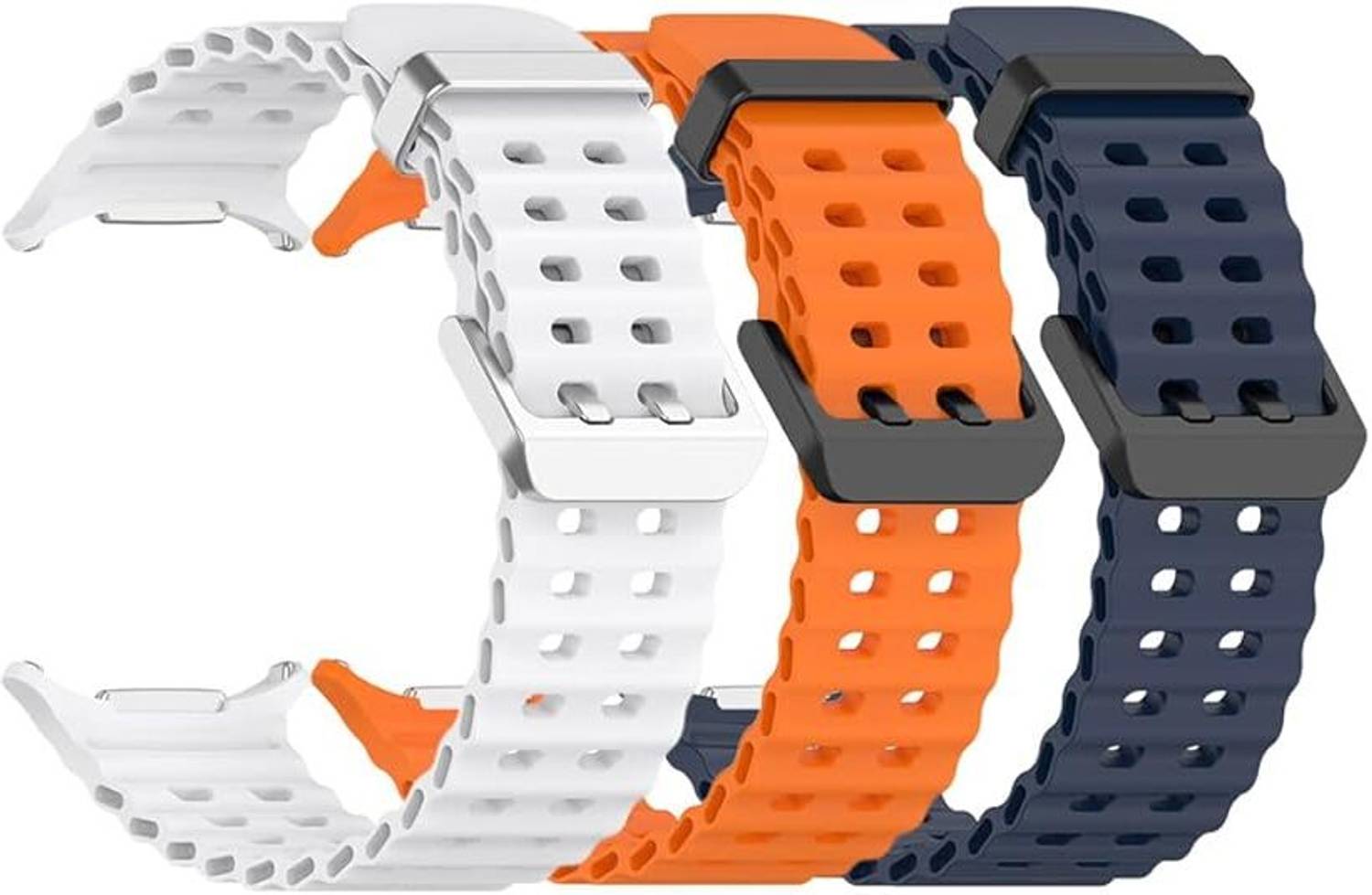 LN KART for Galaxy Watch 7 Ultra Band 47mm,?3 Pack? Soft Ocean Silicone Sport Strap Replacement Accessory Compatible for Samsung Galaxy Watch Ultra Band Smart Watch Strap