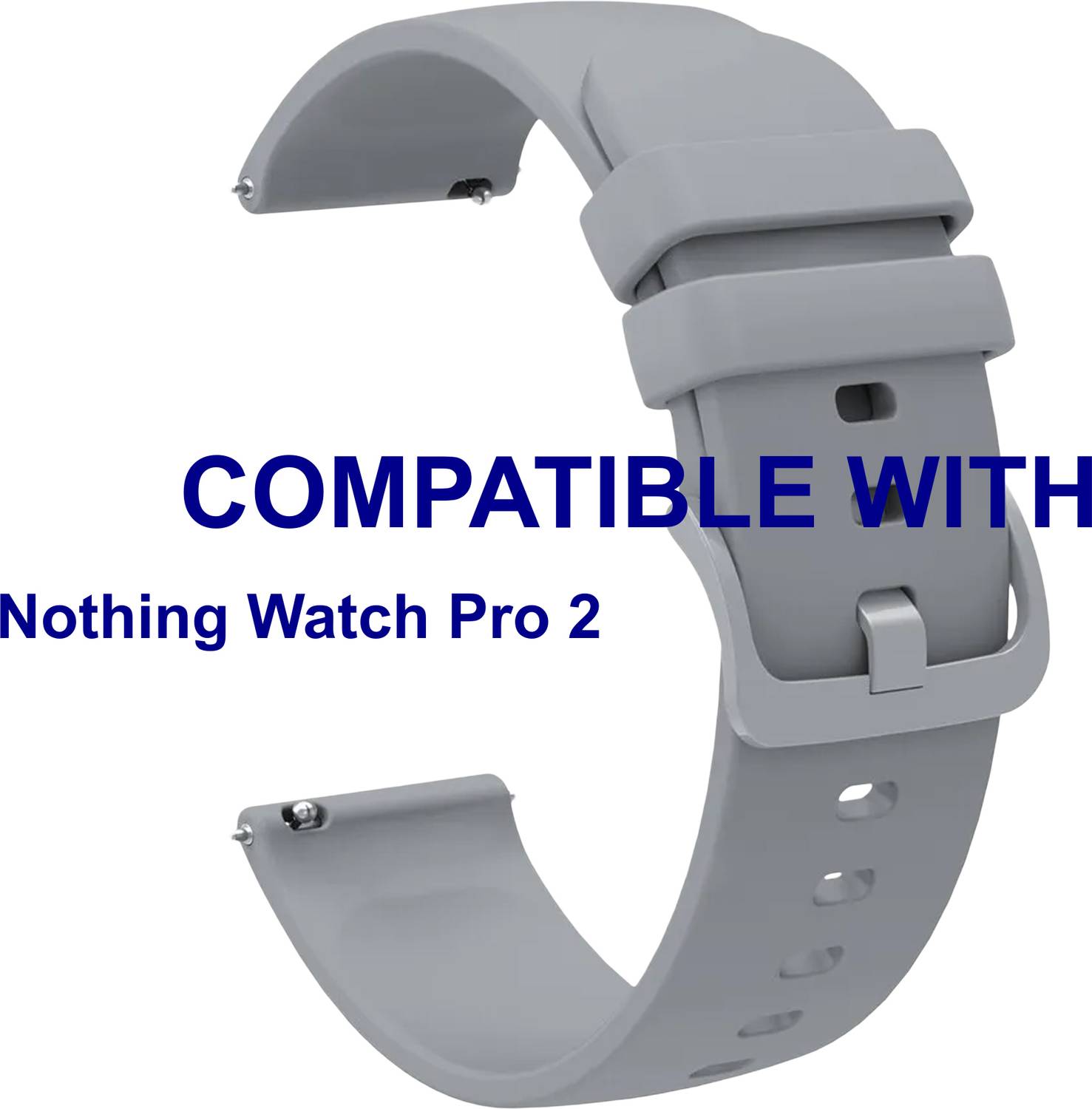 ACM WSM24L22GY5044 Watch Strap Silicone Color Hook Belt 22mm for Nothing Watch Pro 2 Smartwatch Grey Smart Watch Strap