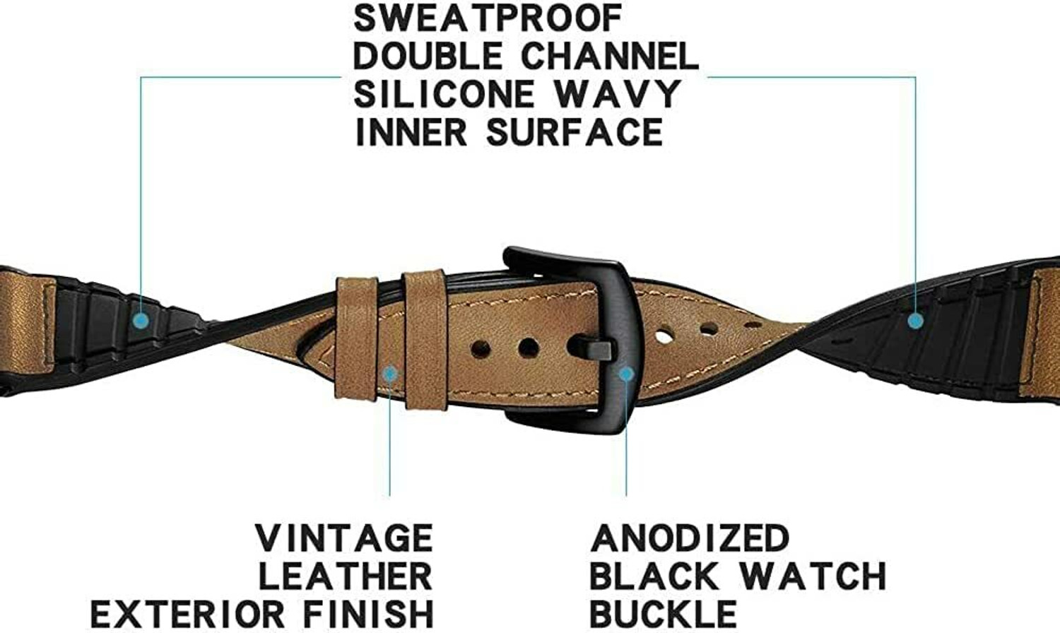 Image of KHR 22mm Leather Silicon Watch Strap for Galaxy Watch 46mm | Galaxy Watch 3 45mm Smart Watch Strap