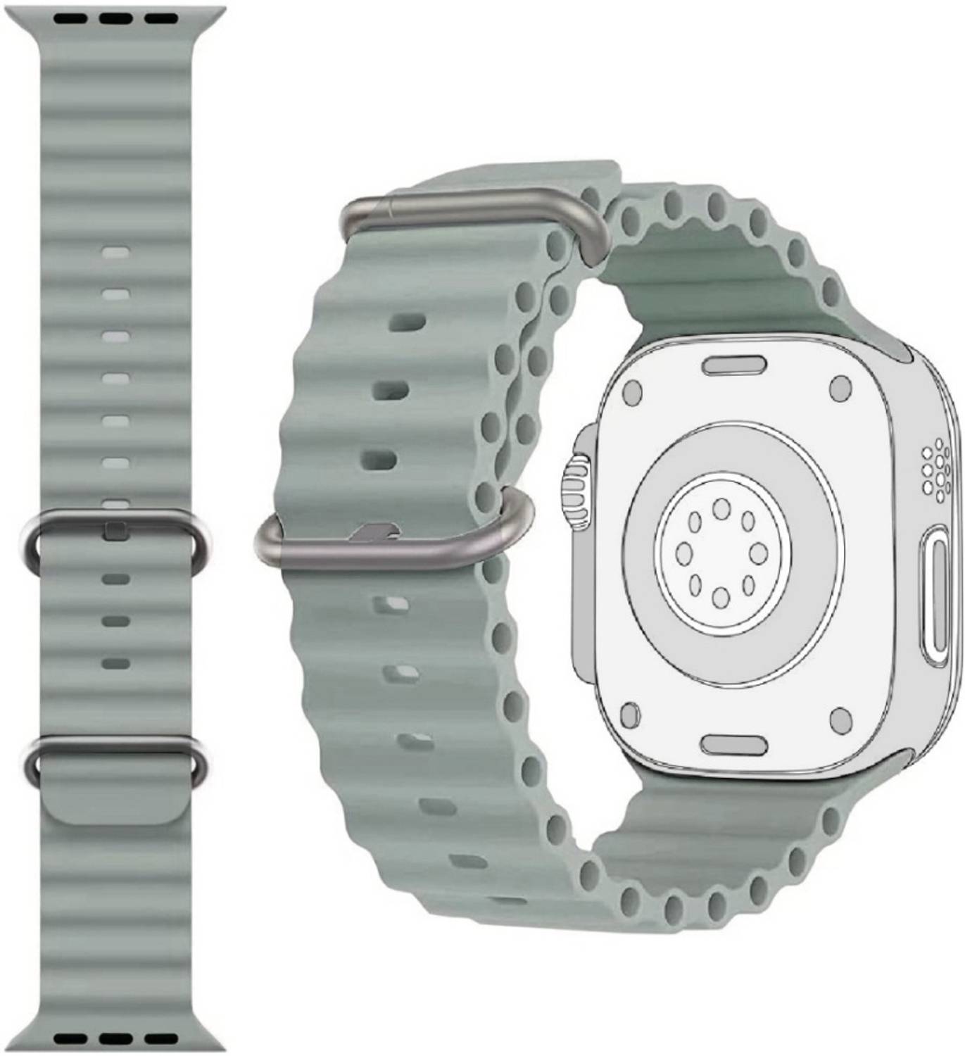 Flipkart SmartBuy 2 cm 42/44/45/49 MM Ocean Smartwatch Strap For T800 ULTRA, WATCH 8 ULTRA Smart Watch Strap (Grey) Smart Watch Strap