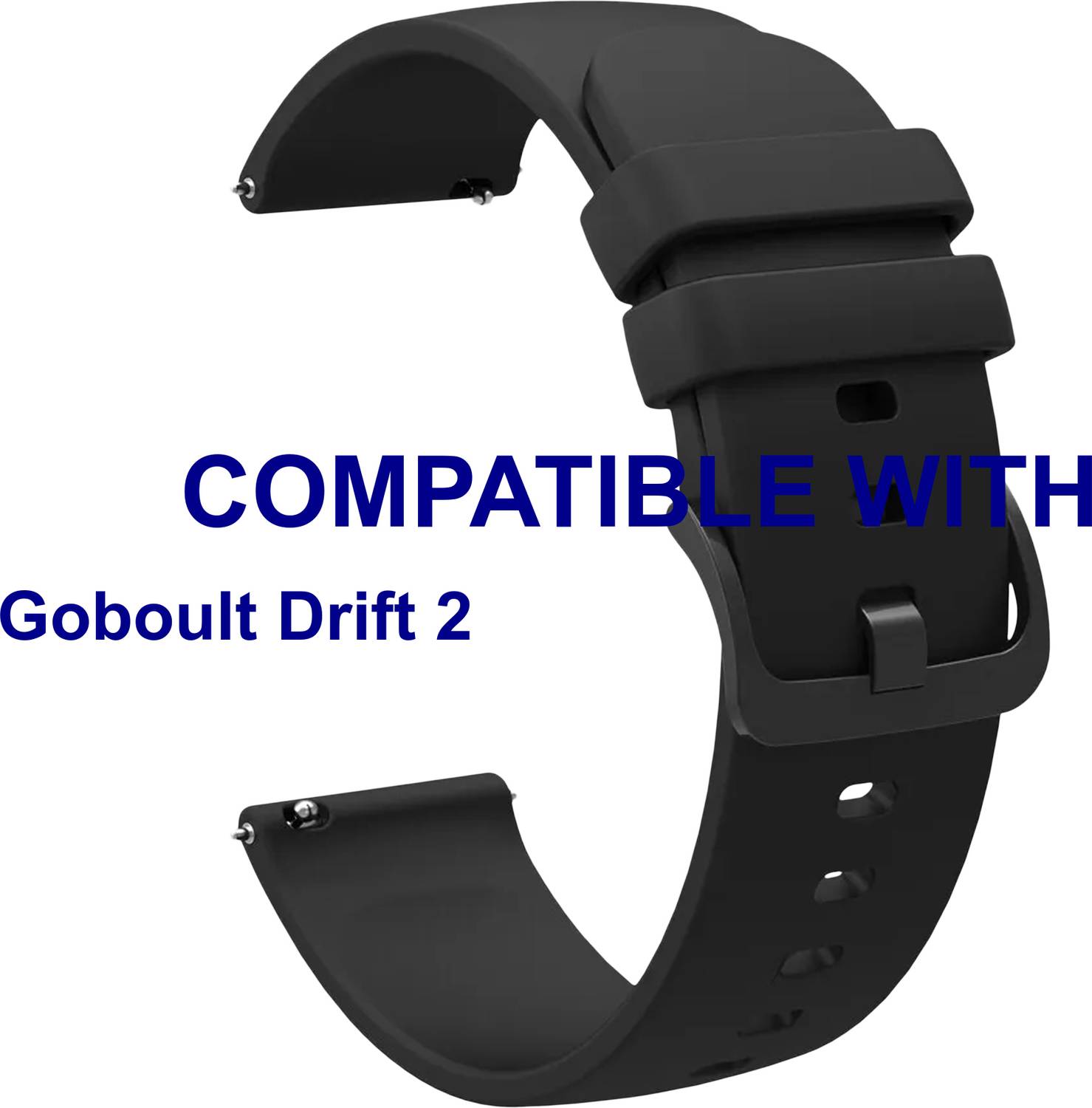 ACM WSM24L22BK5007 Watch Strap Silicone Color Hook Belt 22mm for Goboult Drift 2 Smartwatch Black Smart Watch Strap