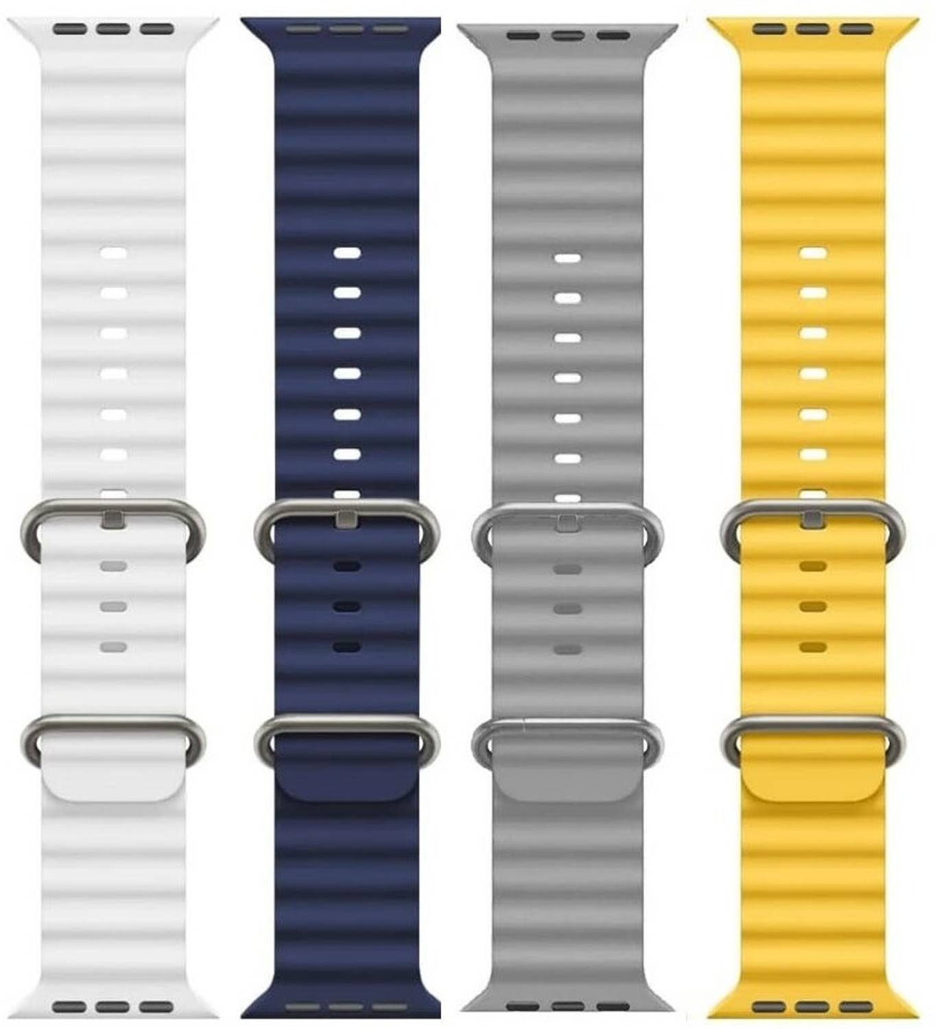 Antoj Smart Watch Strap Belt for Ultra Watch 49 mm, Series 8 / 7 45 mm, Series 6 / 5 / 4 44 mm, Series 3 42 mm, T800 Ultra, Watch 8 Ultra, i8 Pro Max, W26, T800 Ocean (white, blue, yellow, grey ) Smart Watch Strap