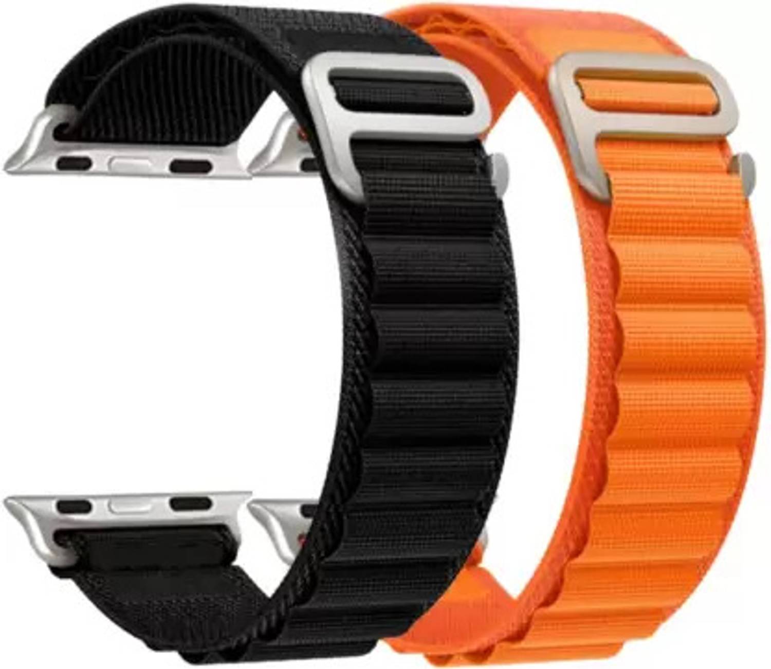 HiWatch 2.5 inch Alpine Loop Nylon Bands/Straps Compatible with Watch 49mm 45mm 44mm 42mm Men & Women, Adjustable Strap with Metal G-Hook Premium orange and black color Strap for iWatch Ultra Series SE 8 7 6 5 4 3 2 1 (Only Alpine Loop Strap for Apple iWatch, Watch NOT Included) Smart Watch Strap