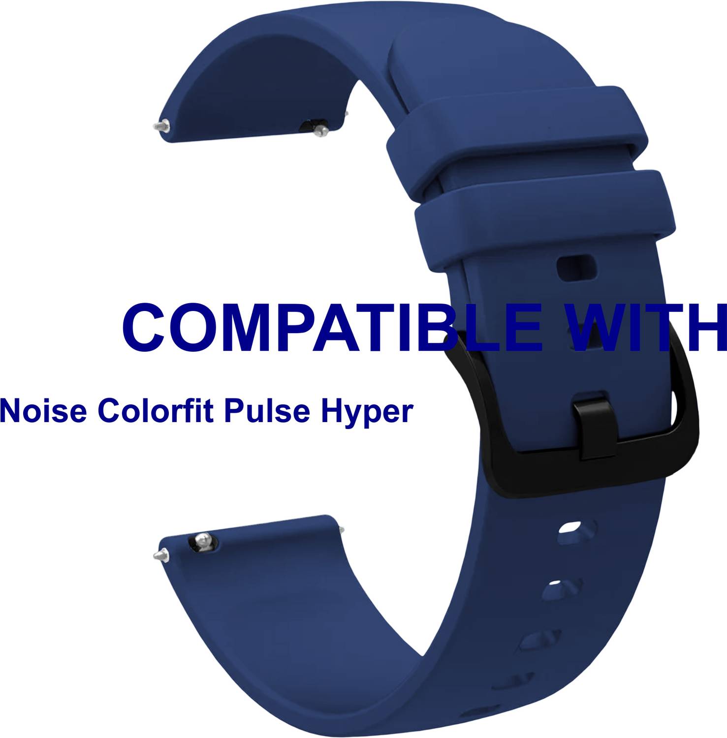 ACM WSM25M22DBL5023 Watch Strap Silicone Hook Belt 22mm for Noise Colorfit Pulse Hyper Smartwatch Dark Blue Smart Watch Strap